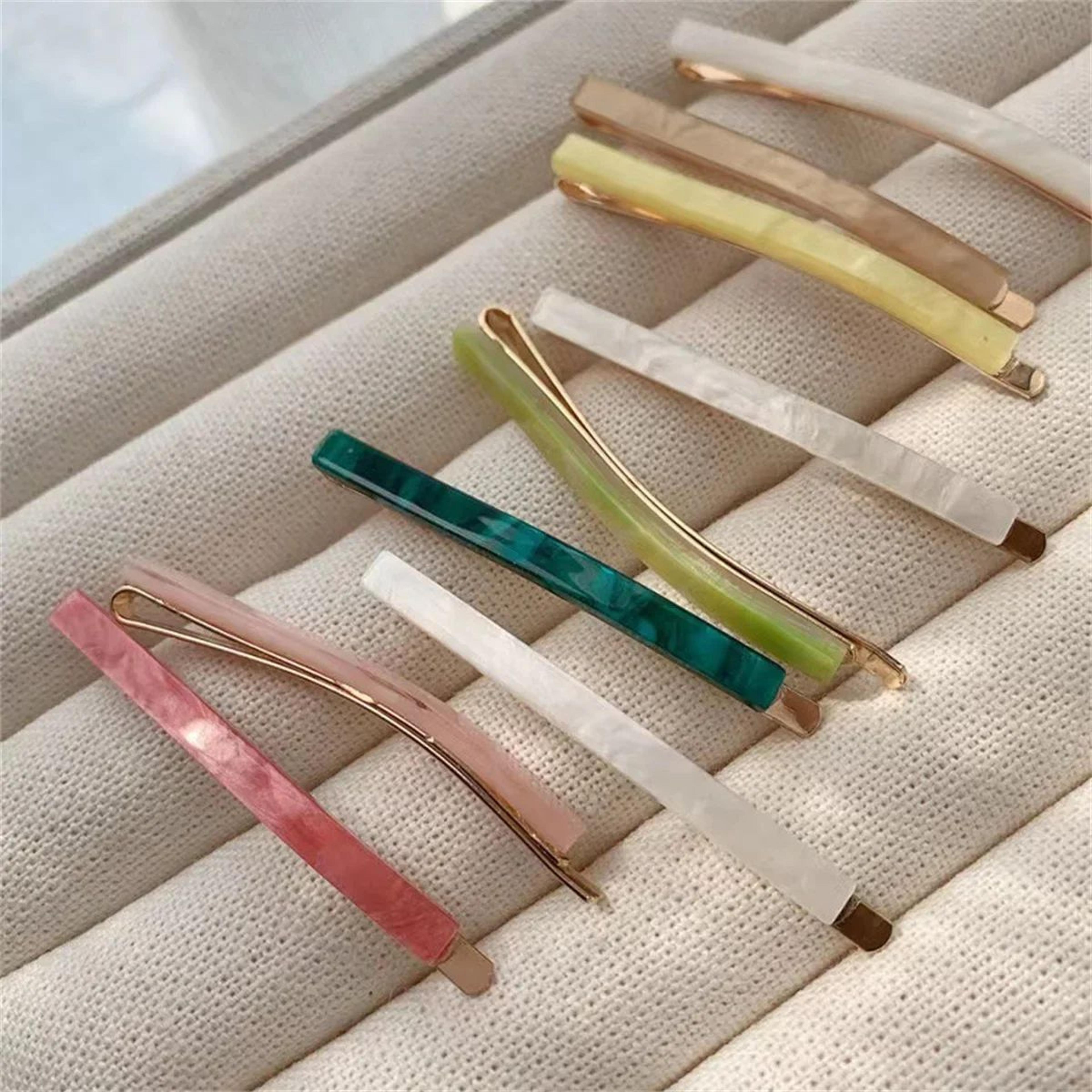 3 piece acetate geometric hair barrettes – simple oblong hair clips and side pins