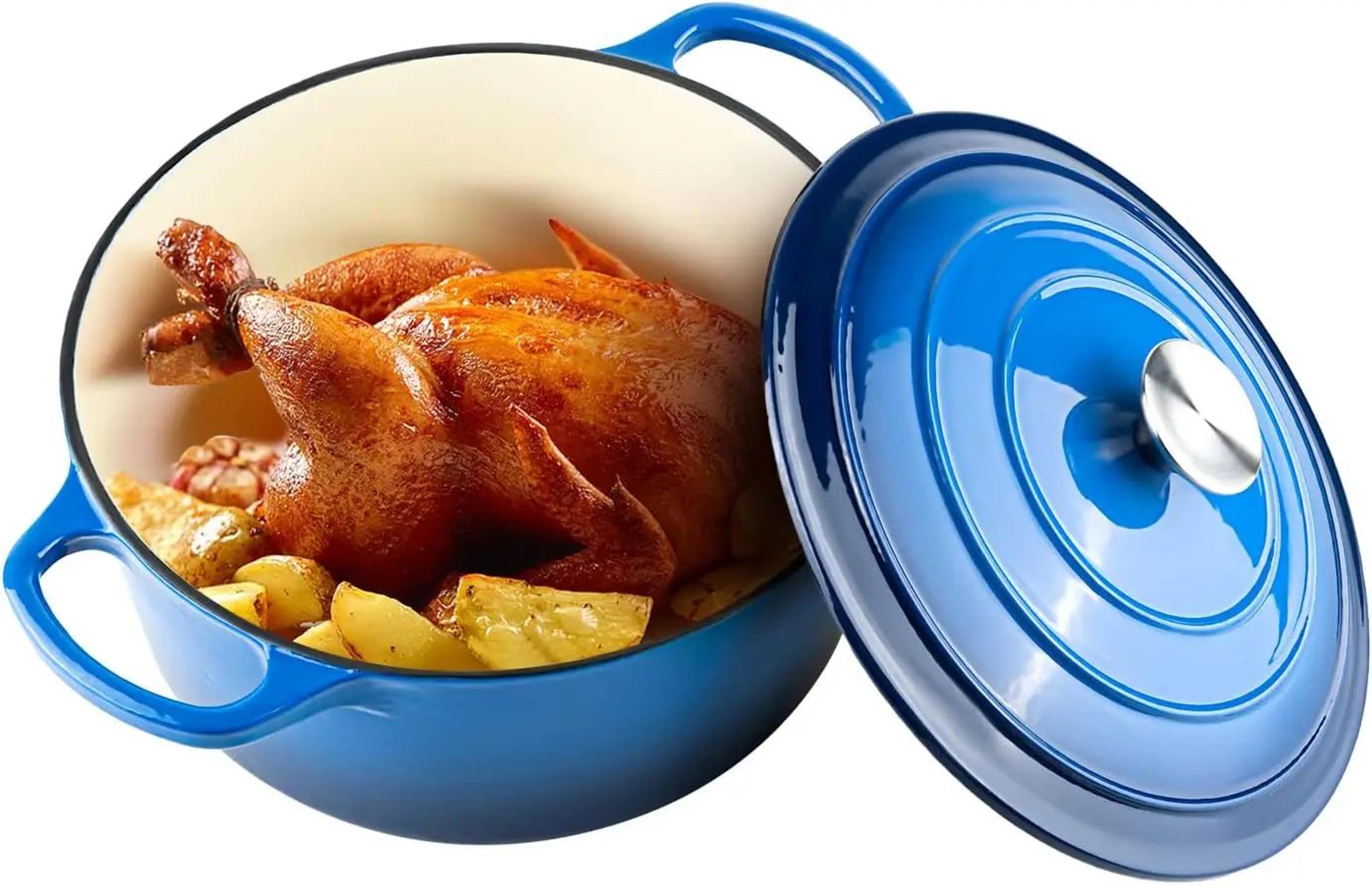 enameled cast iron dutch oven pot with lid for cooking and bread baking