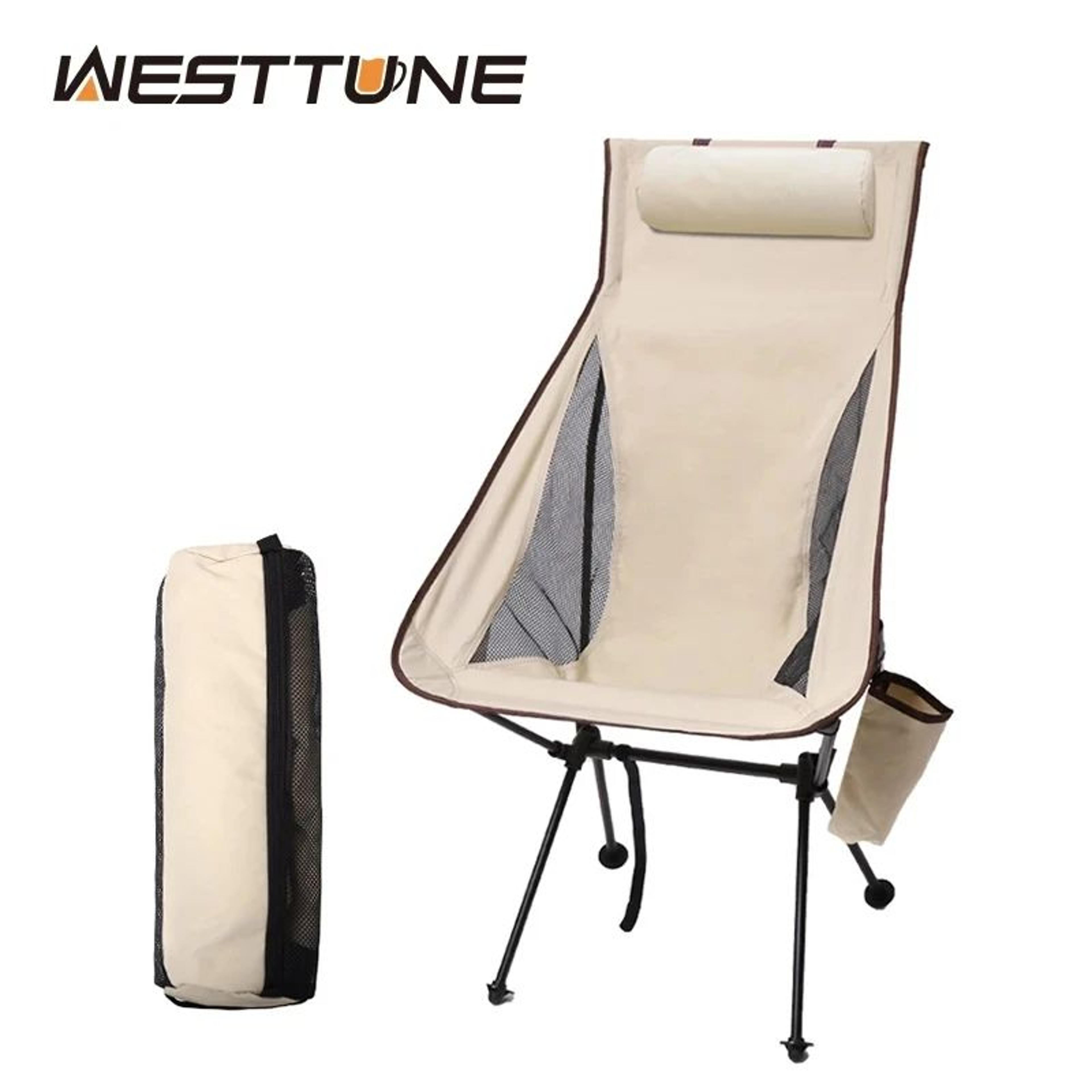 westtune portable folding camping chair with headrest lightweight outdoor chair