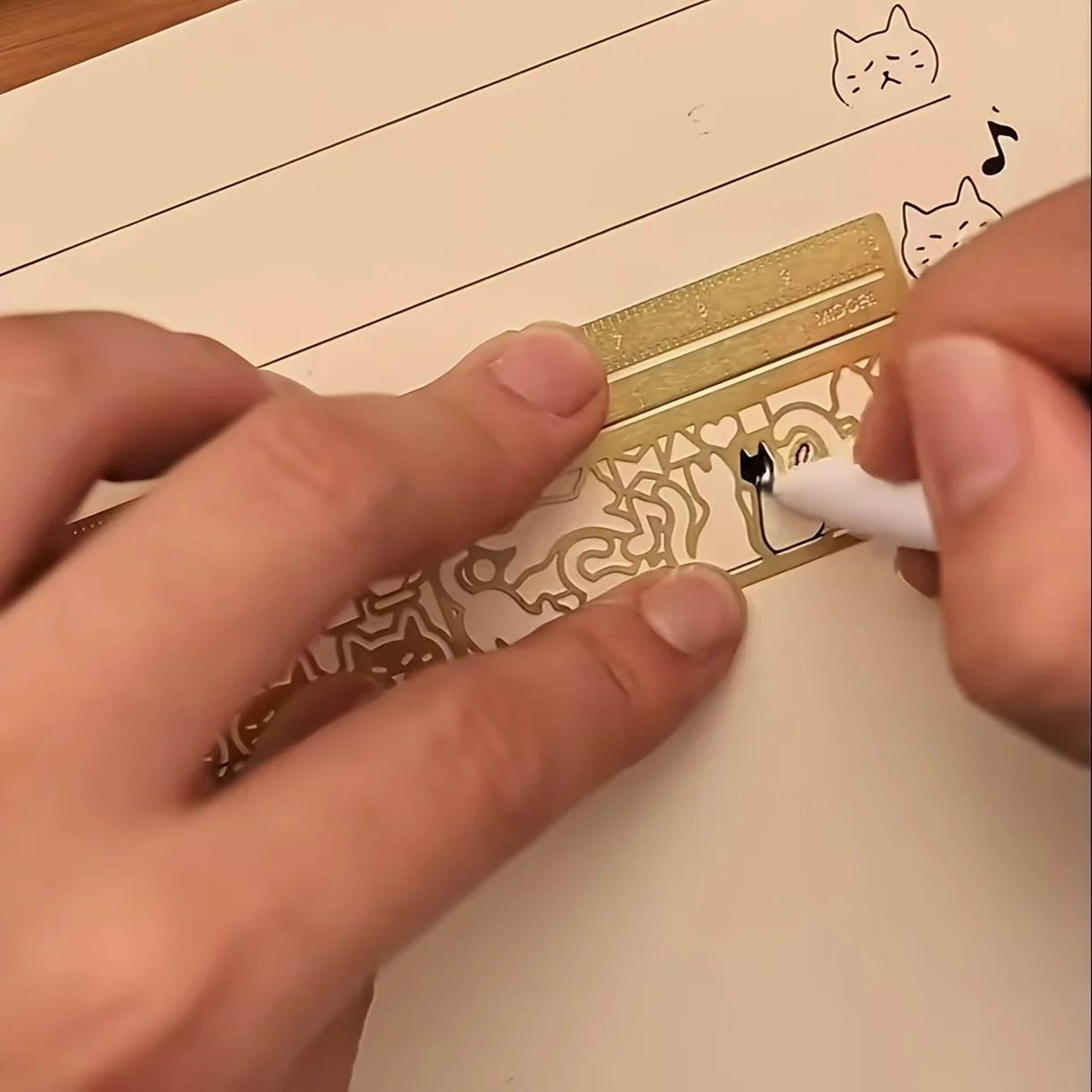 three-in-one cat lover template ruler – cute cat stencil bookmark & double-sided measuring ruler with 20+ designs
