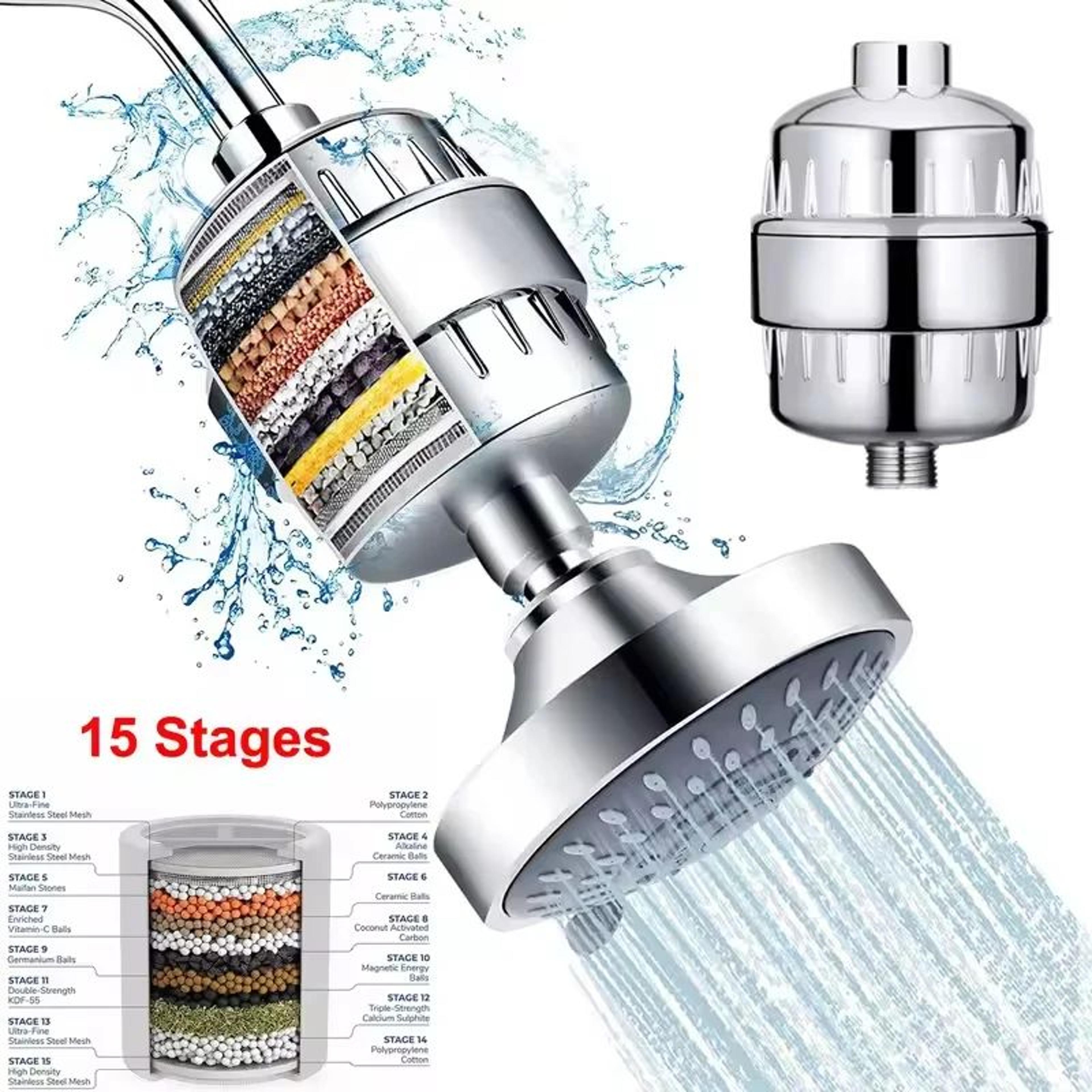 20-stage shower water filter – chlorine & heavy metal removal, hard water softener for shower heads & kitchen faucets