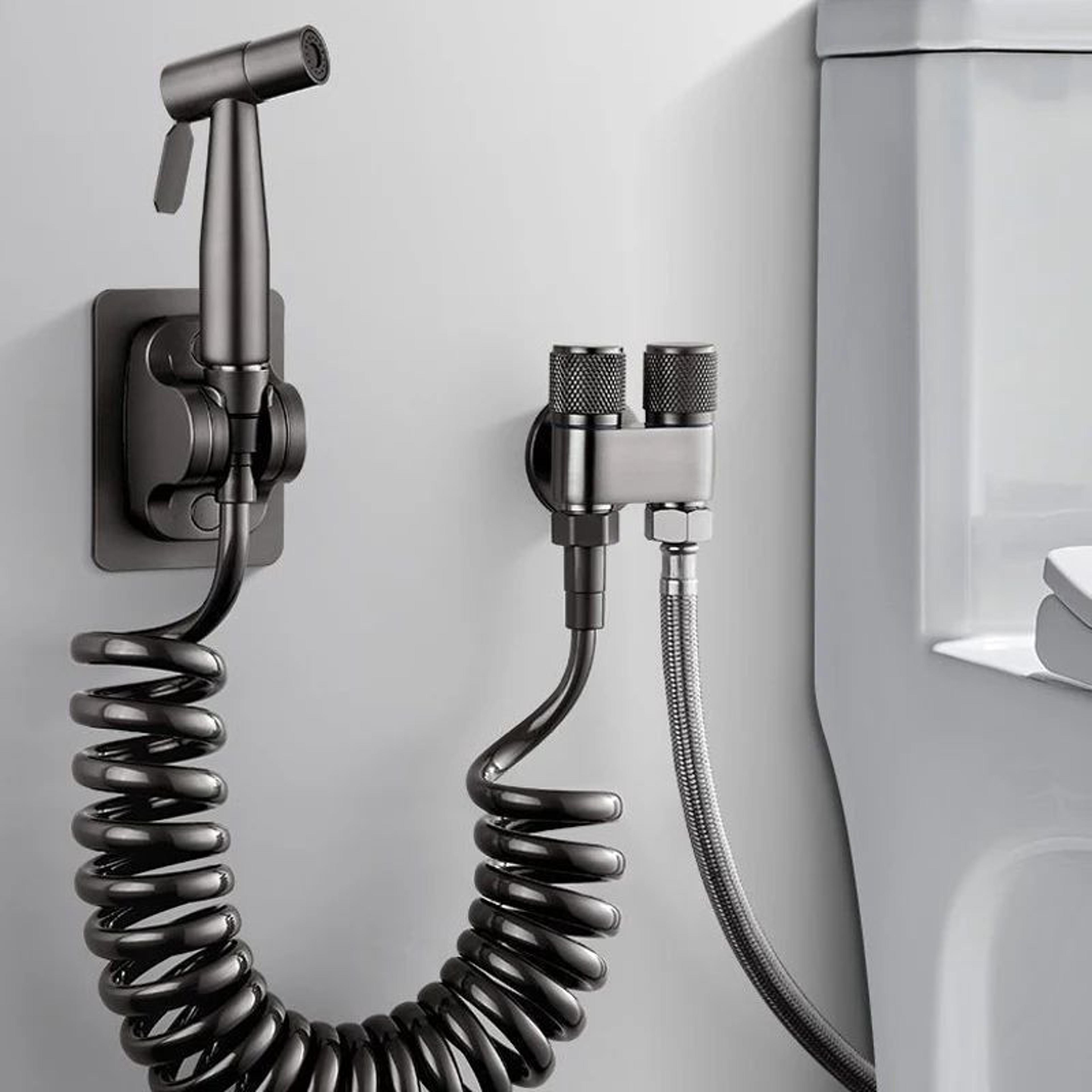 stainless steel handheld bidet sprayer set – self-cleaning toilet spray head with no-punch installation for bathroom