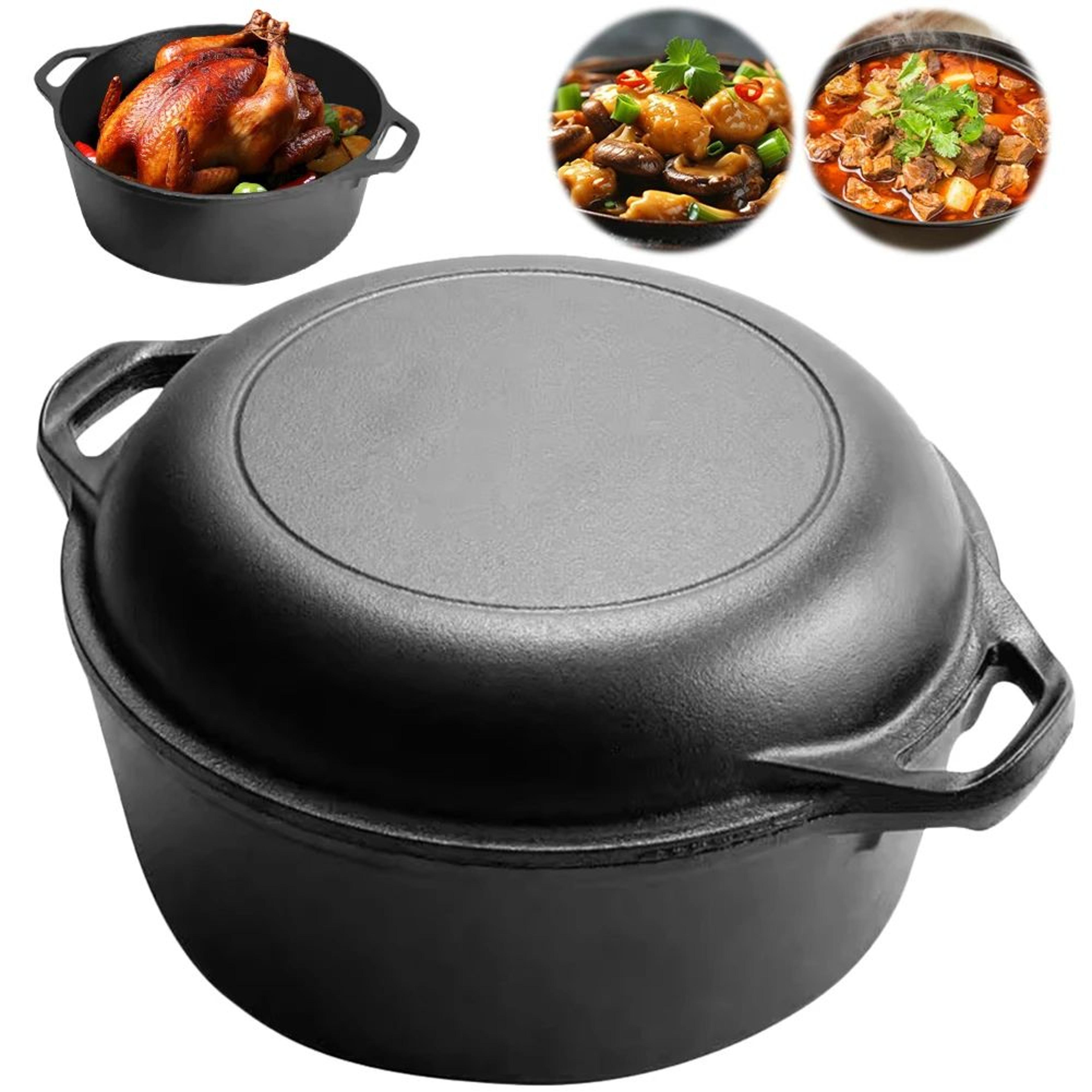 cast iron dutch oven with skillet lid