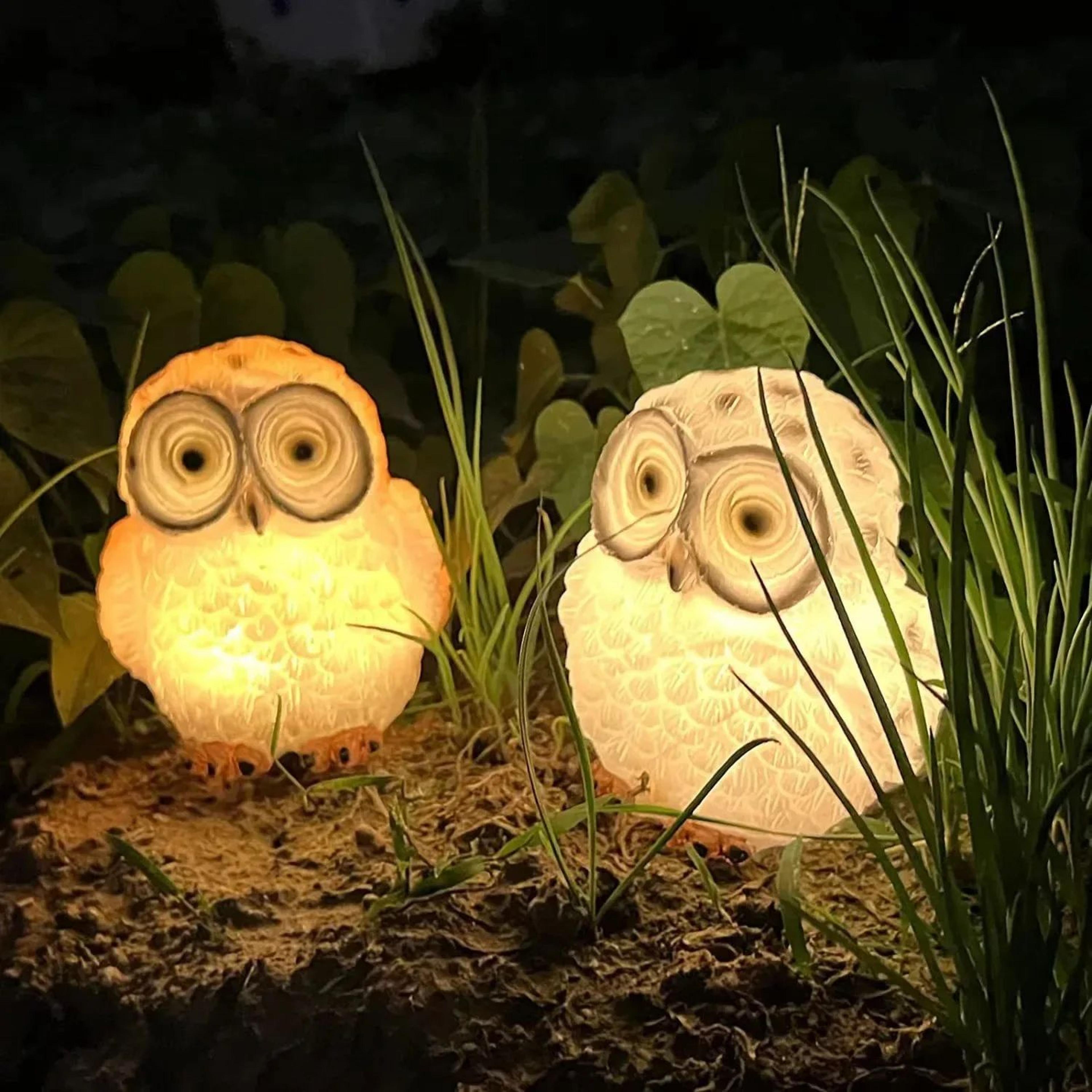 solar owl garden led night light