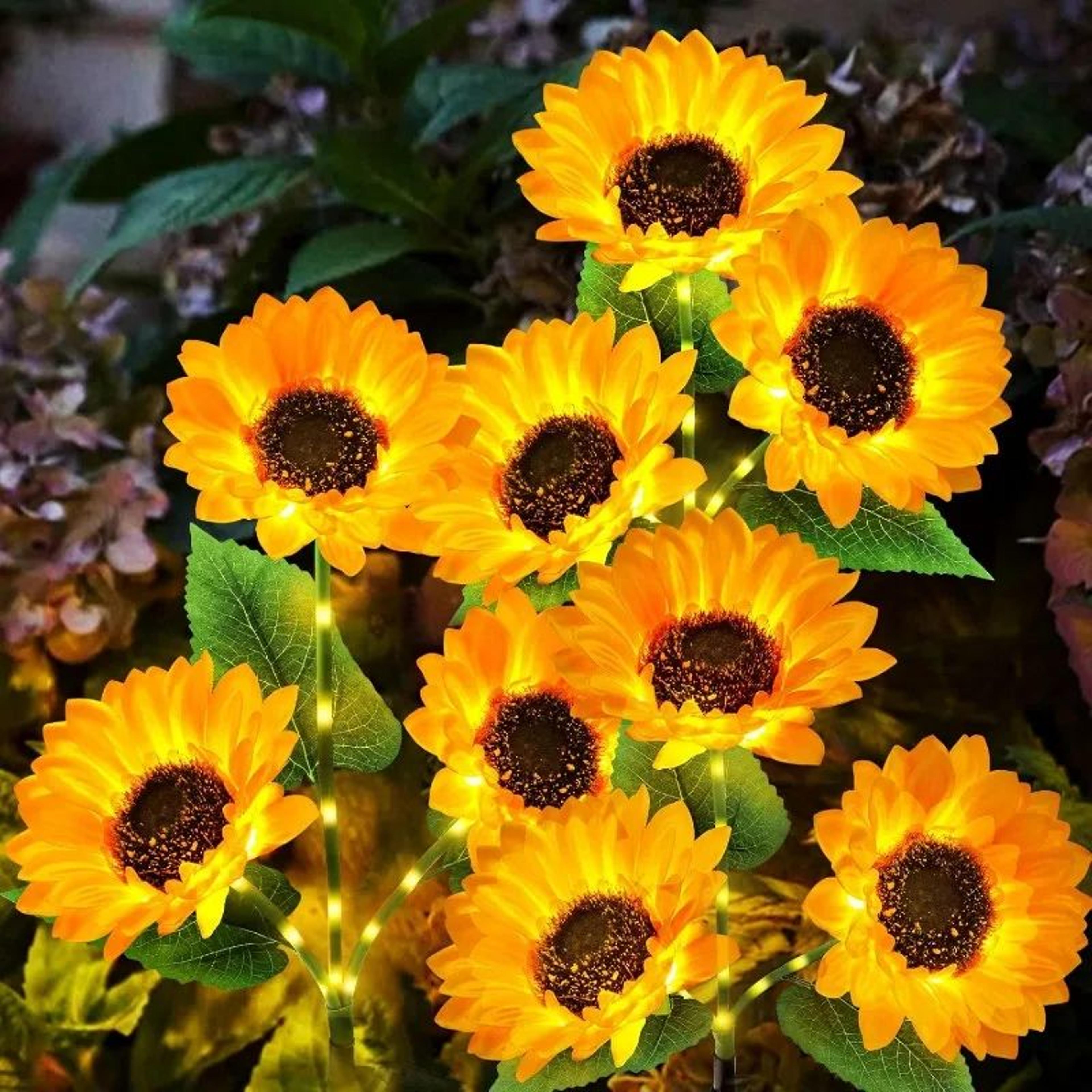 solar sunflower led garden light