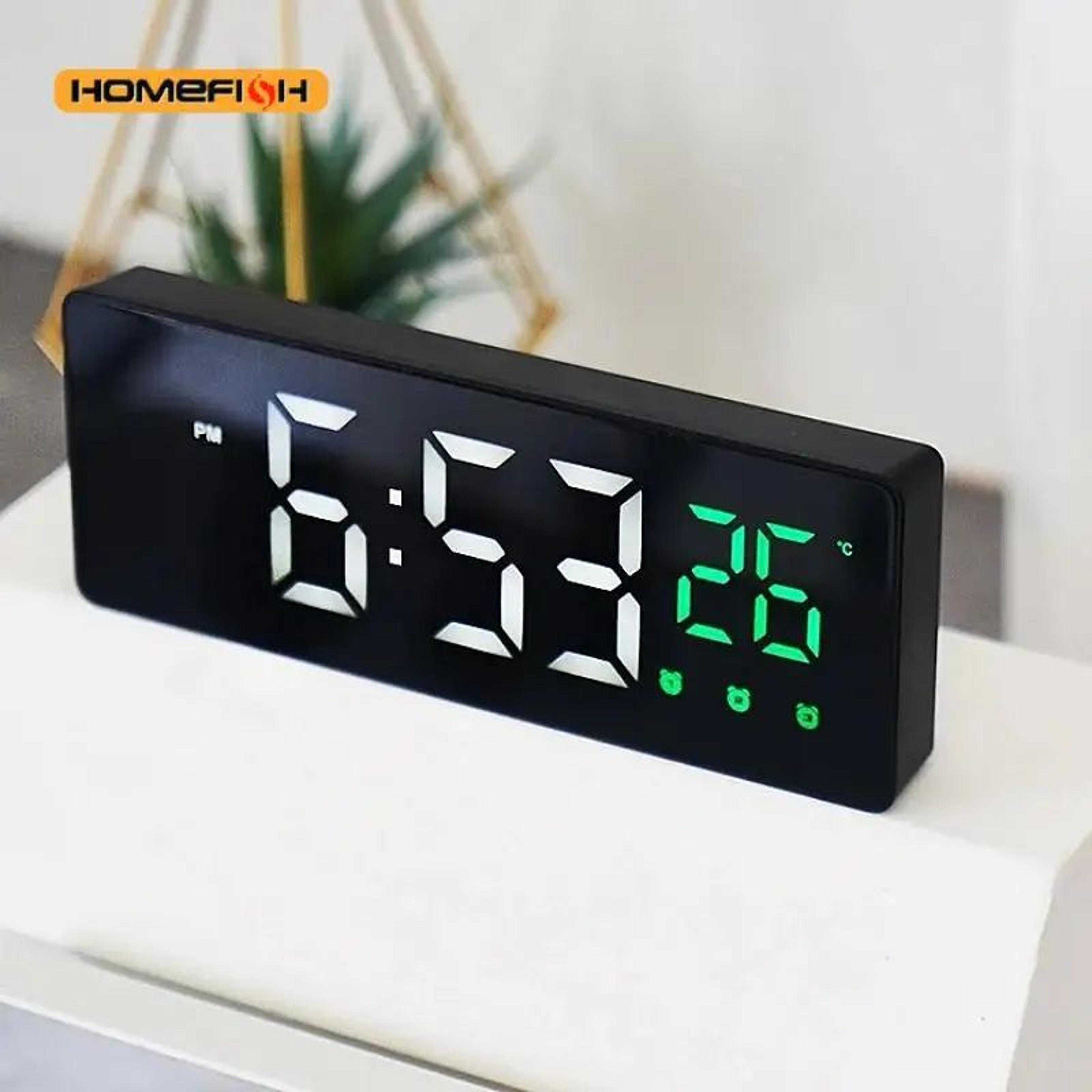 voice control led mirror alarm clock