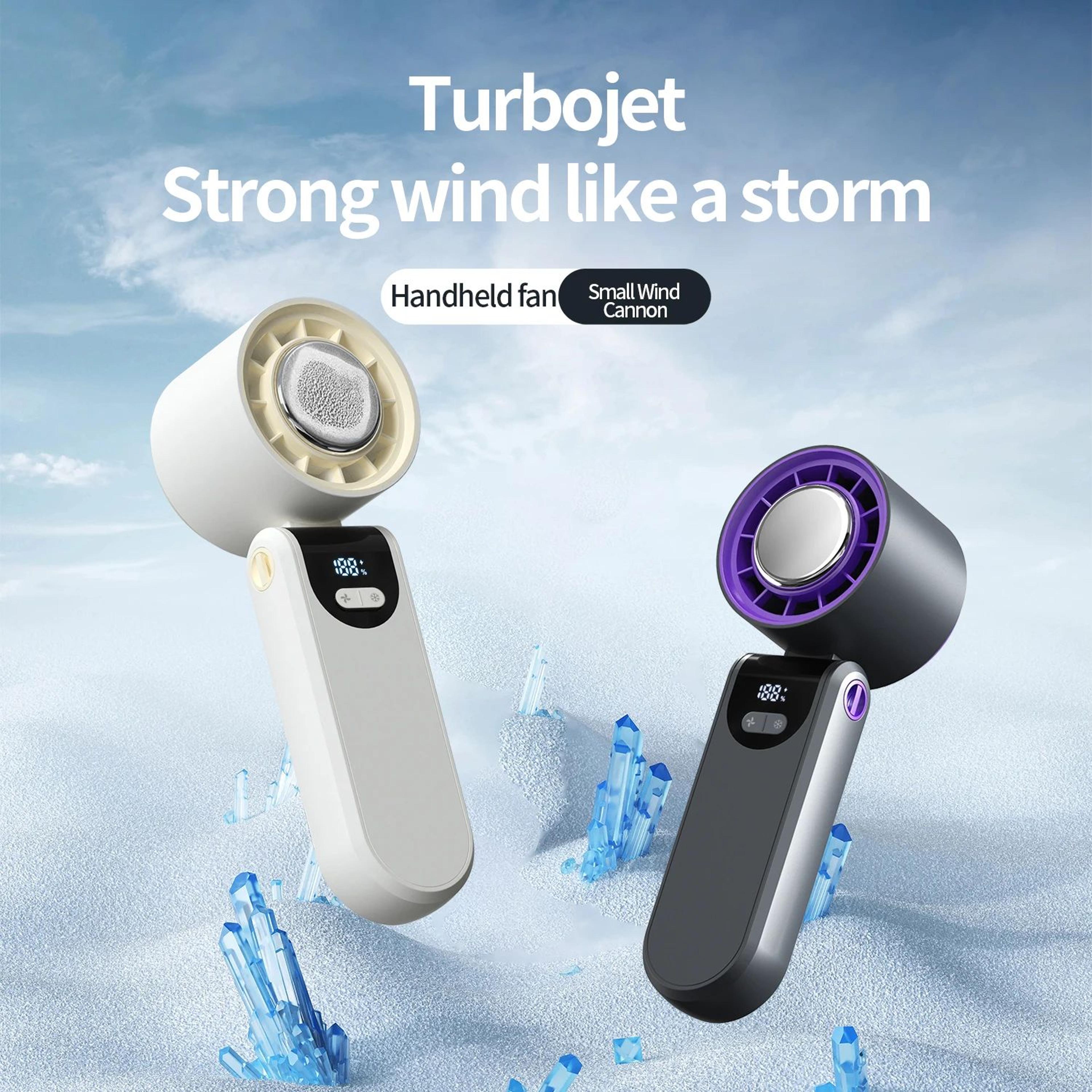 portable folding handheld fan with cooling display