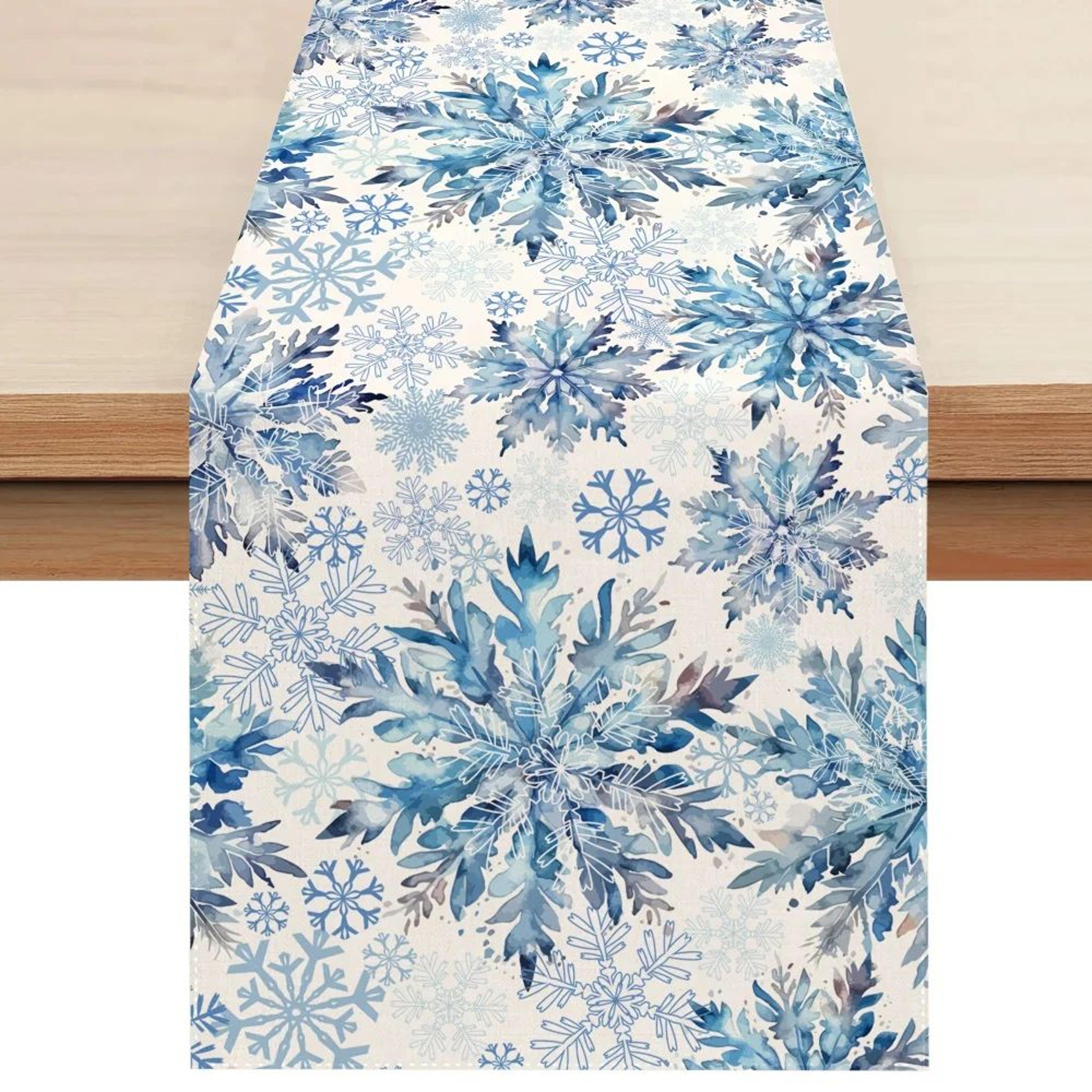 blue snowflake christmas table runner