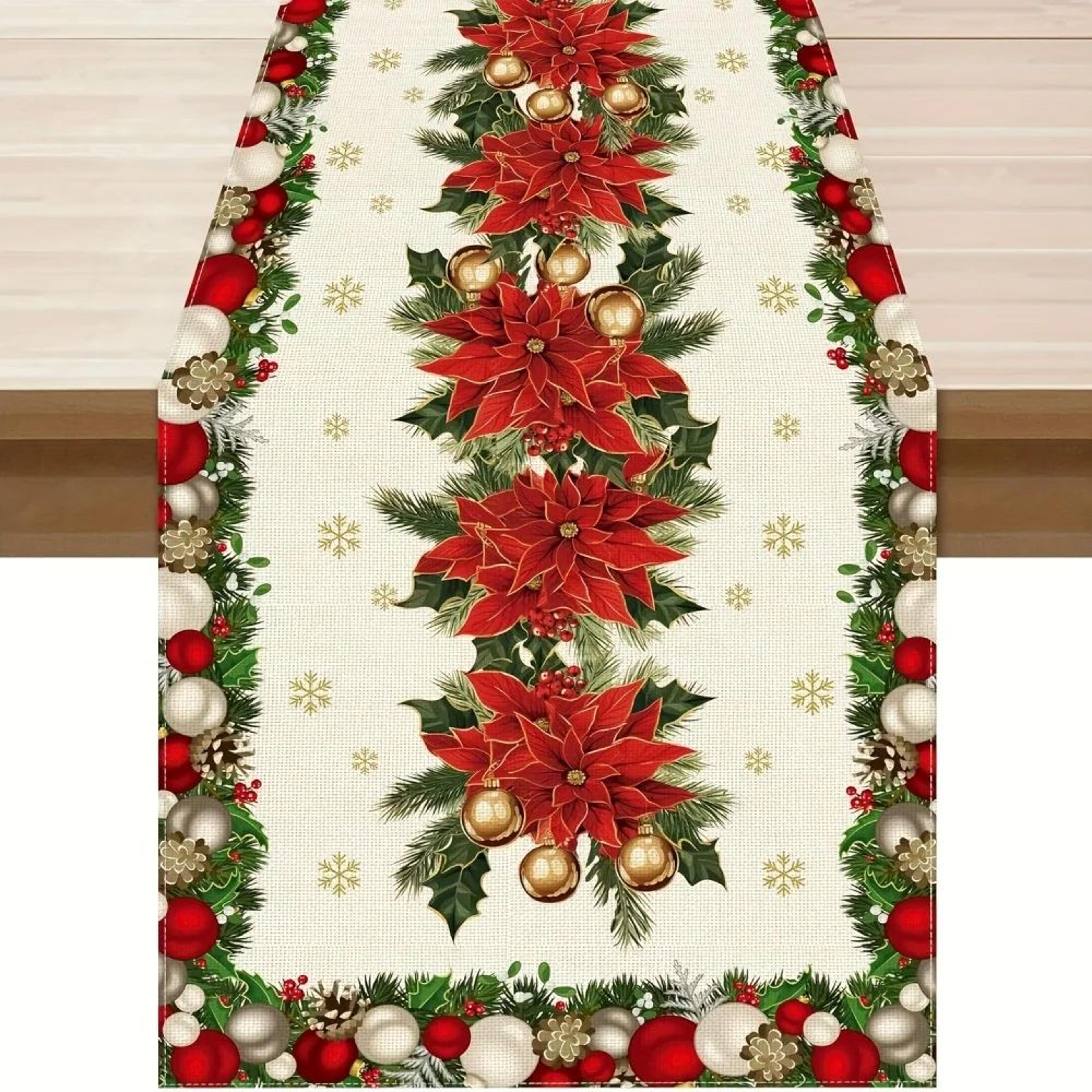 poinsettia christmas table runner decor