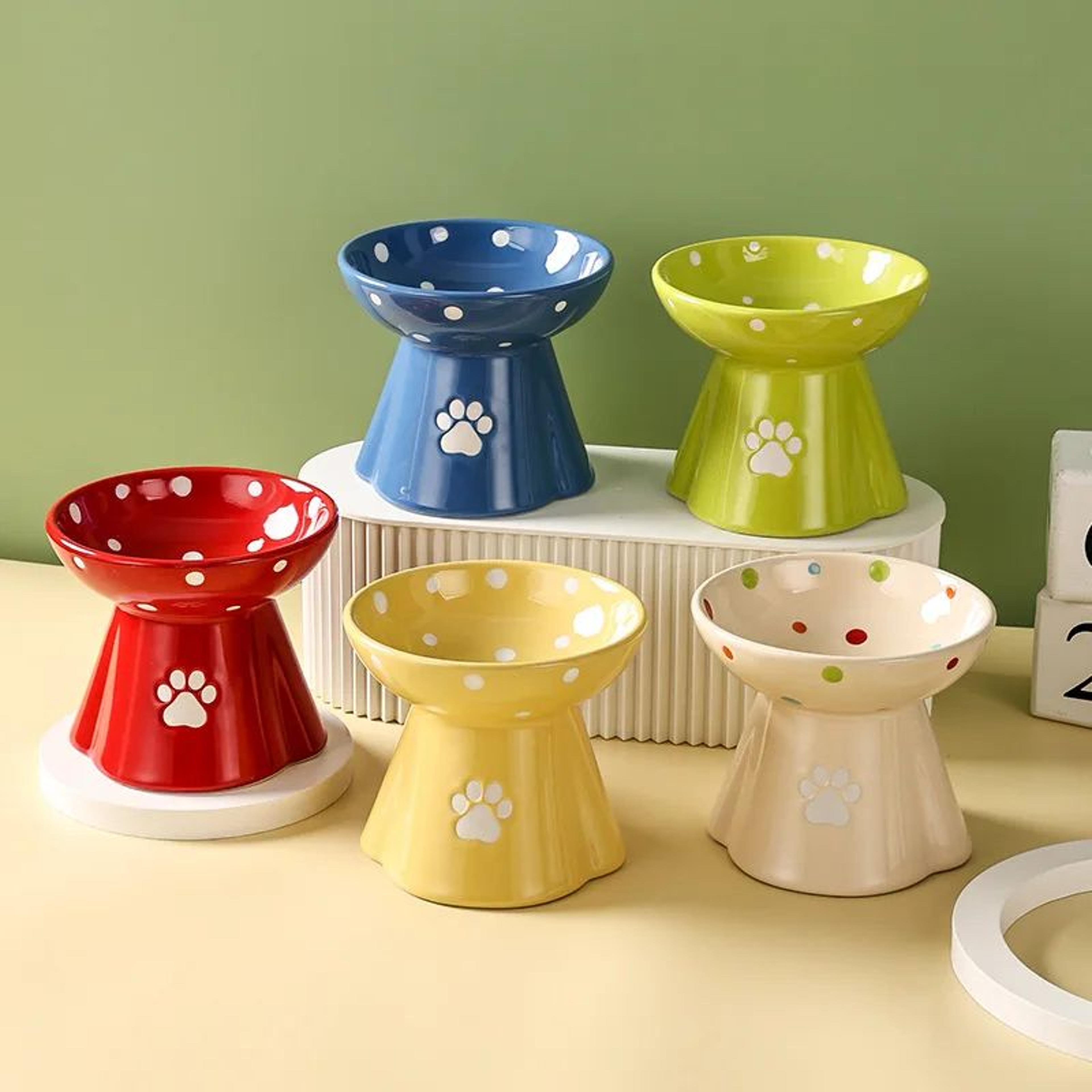 elevated ceramic cat bowl stand