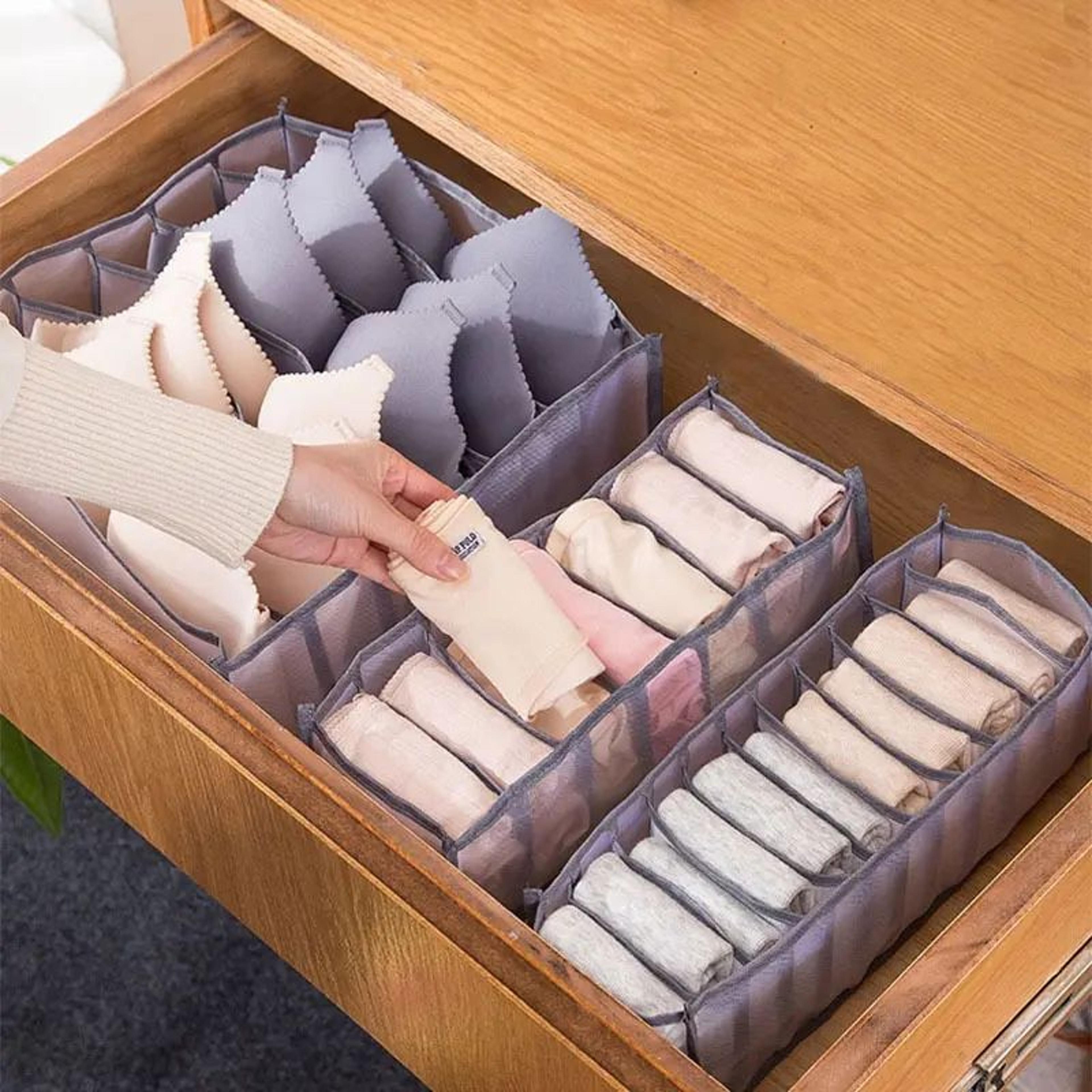 3-piece foldable underwear storage box set for wardrobe