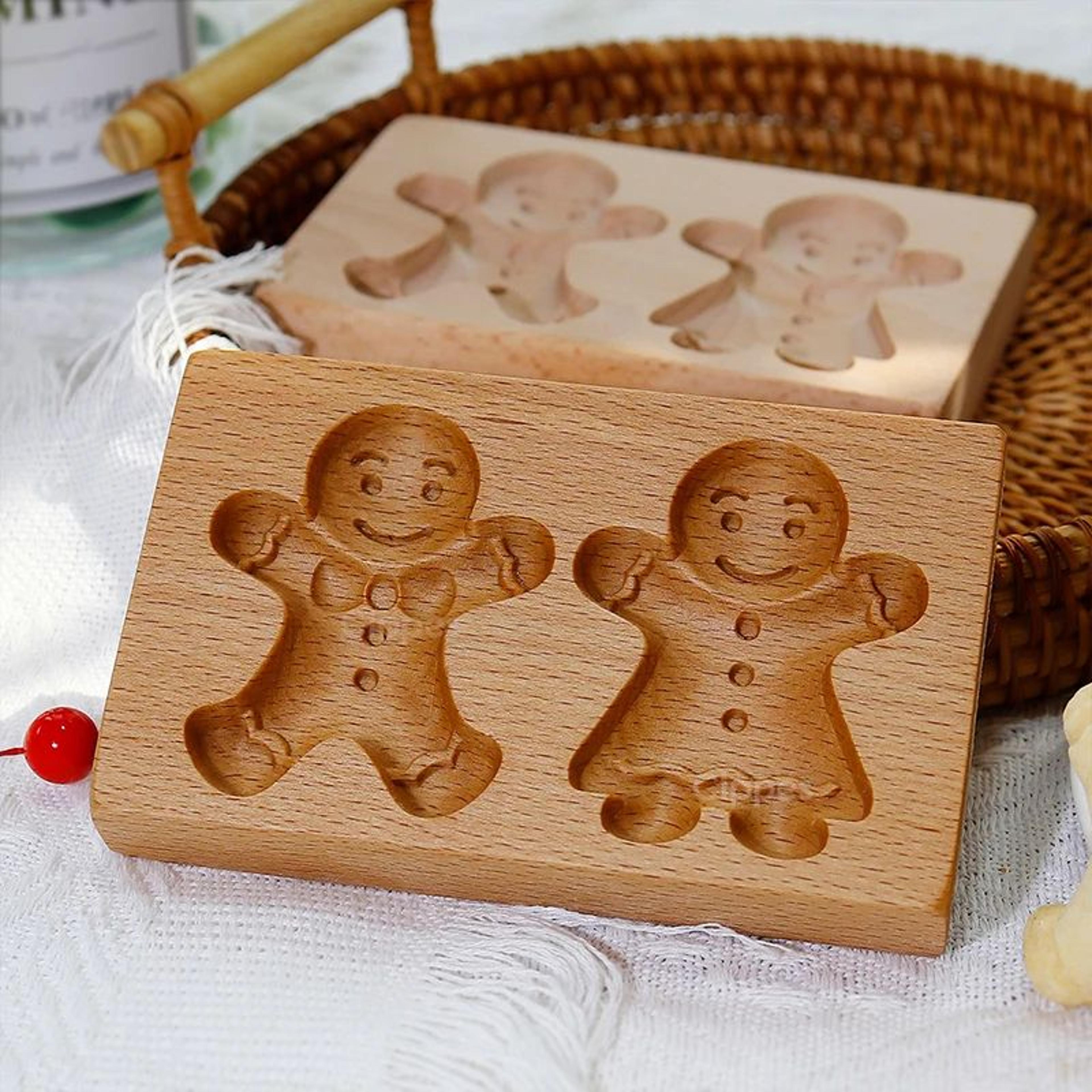 christmas wooden cookie molds set