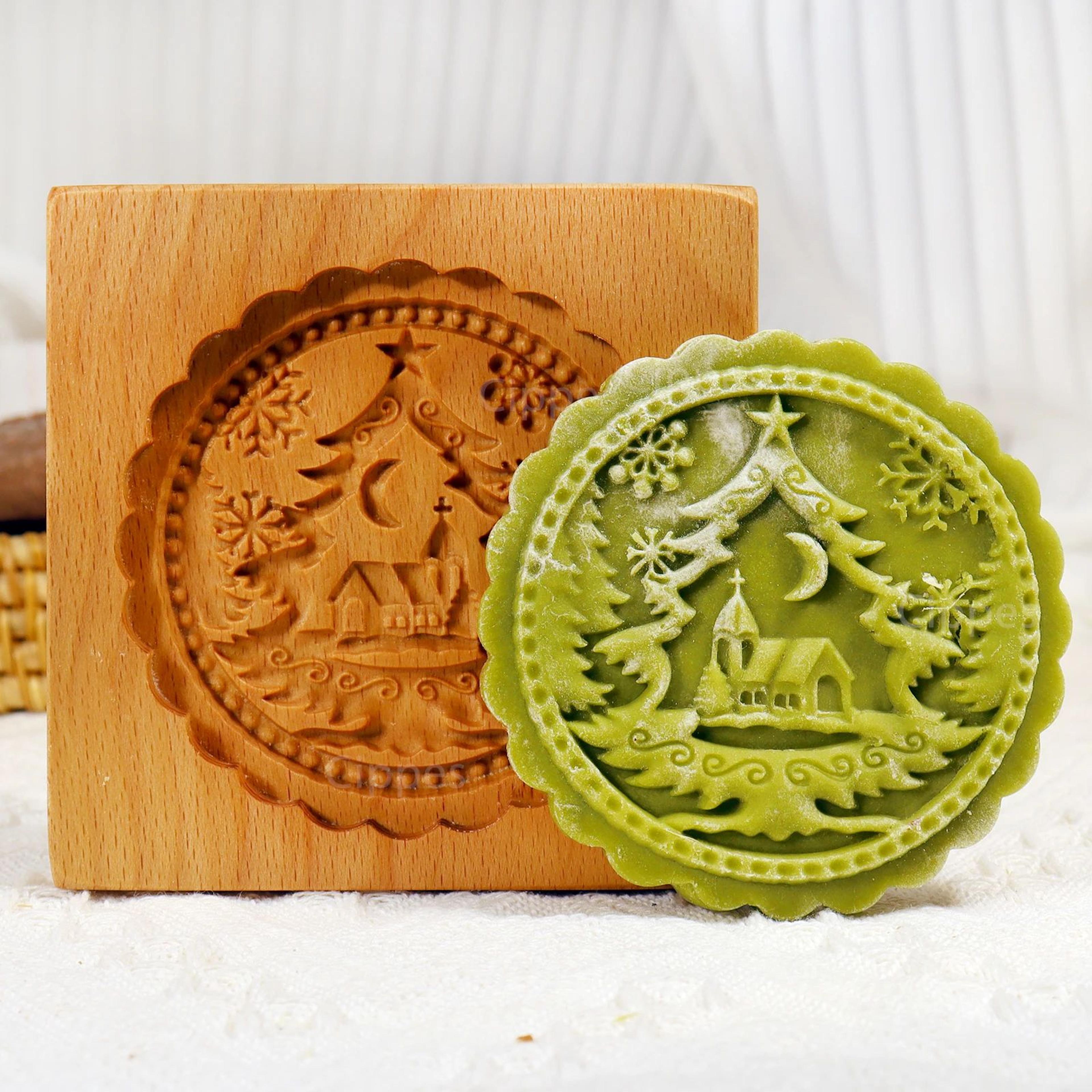 wooden rose cookie mold