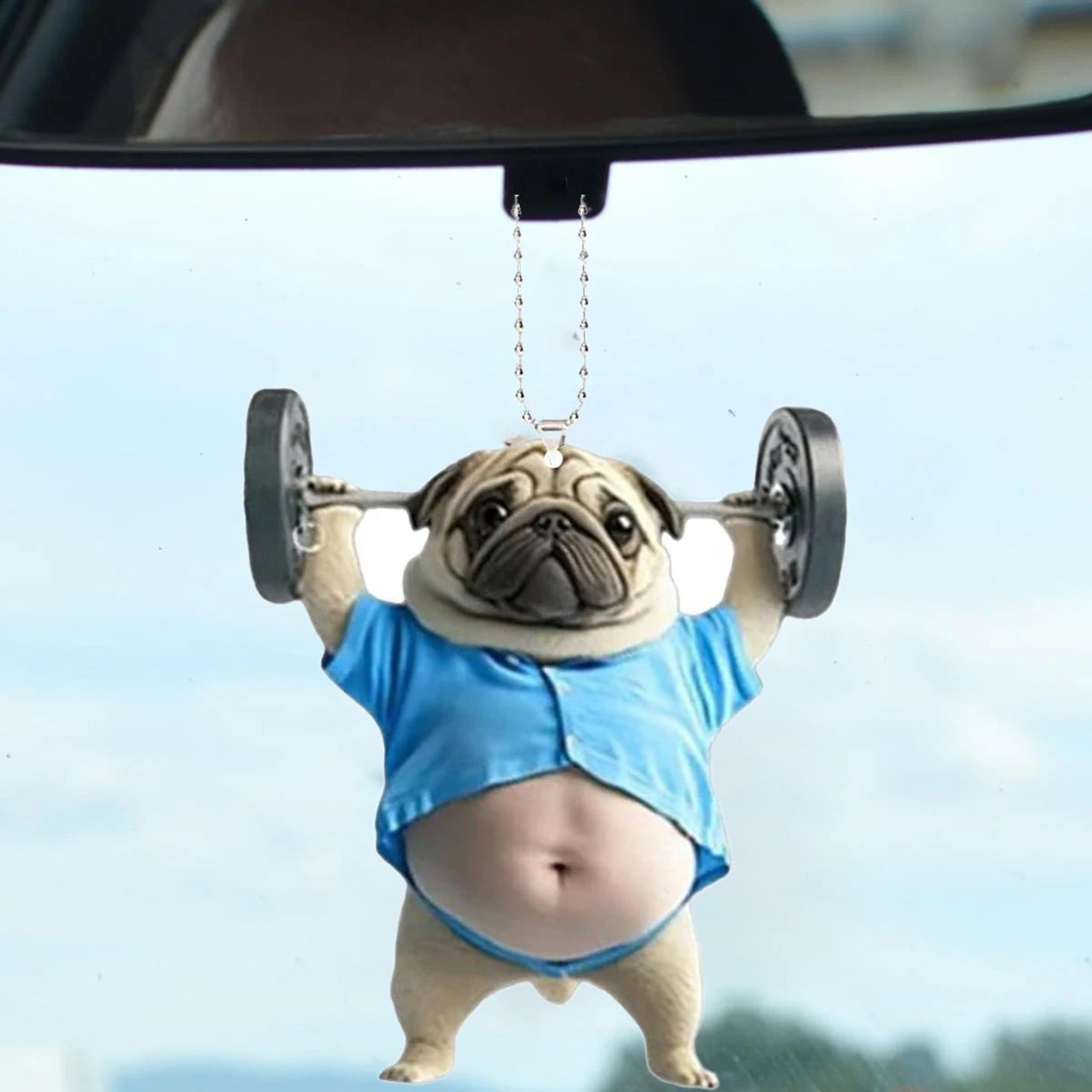 cute pug car mirror charm