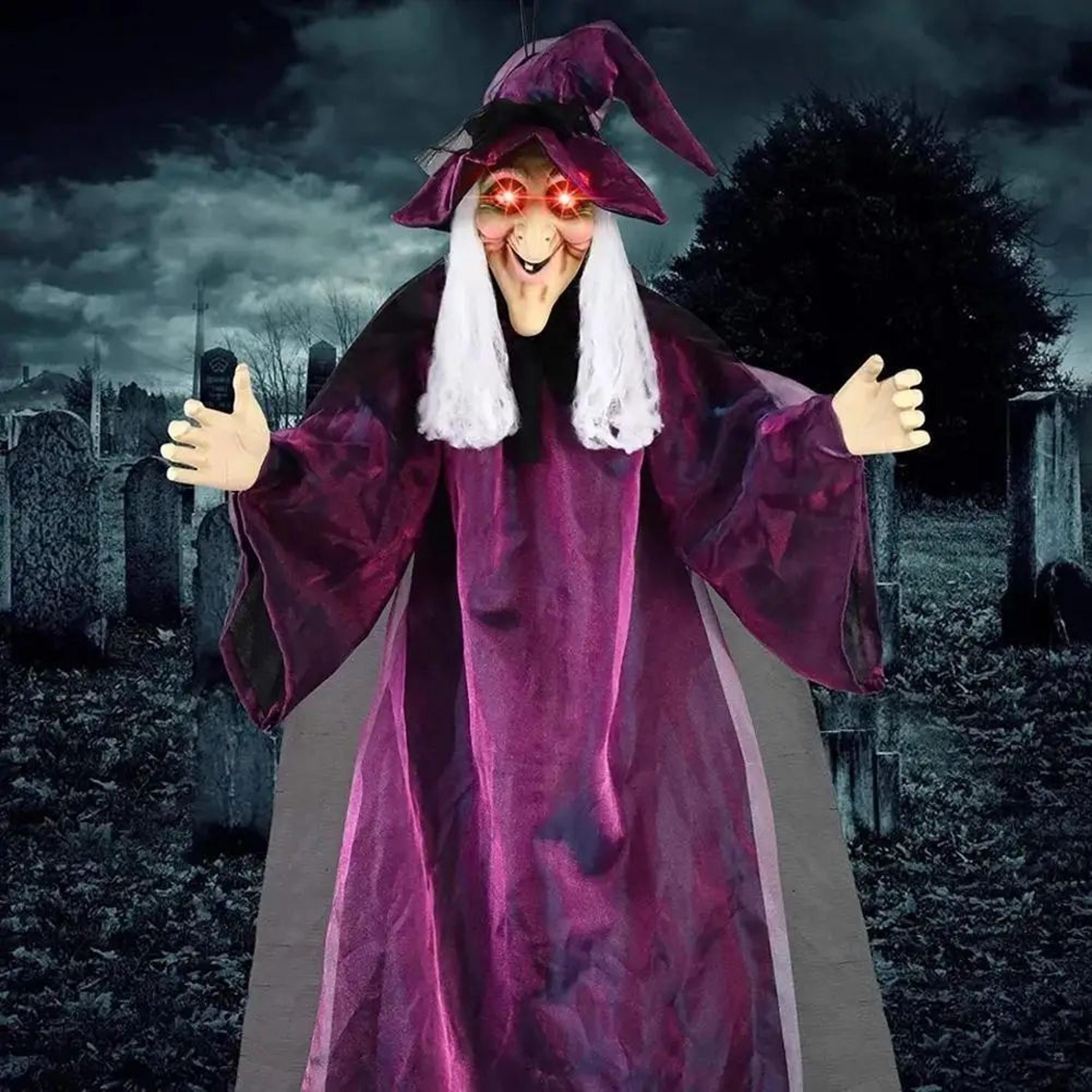 life size talking witch halloween decor