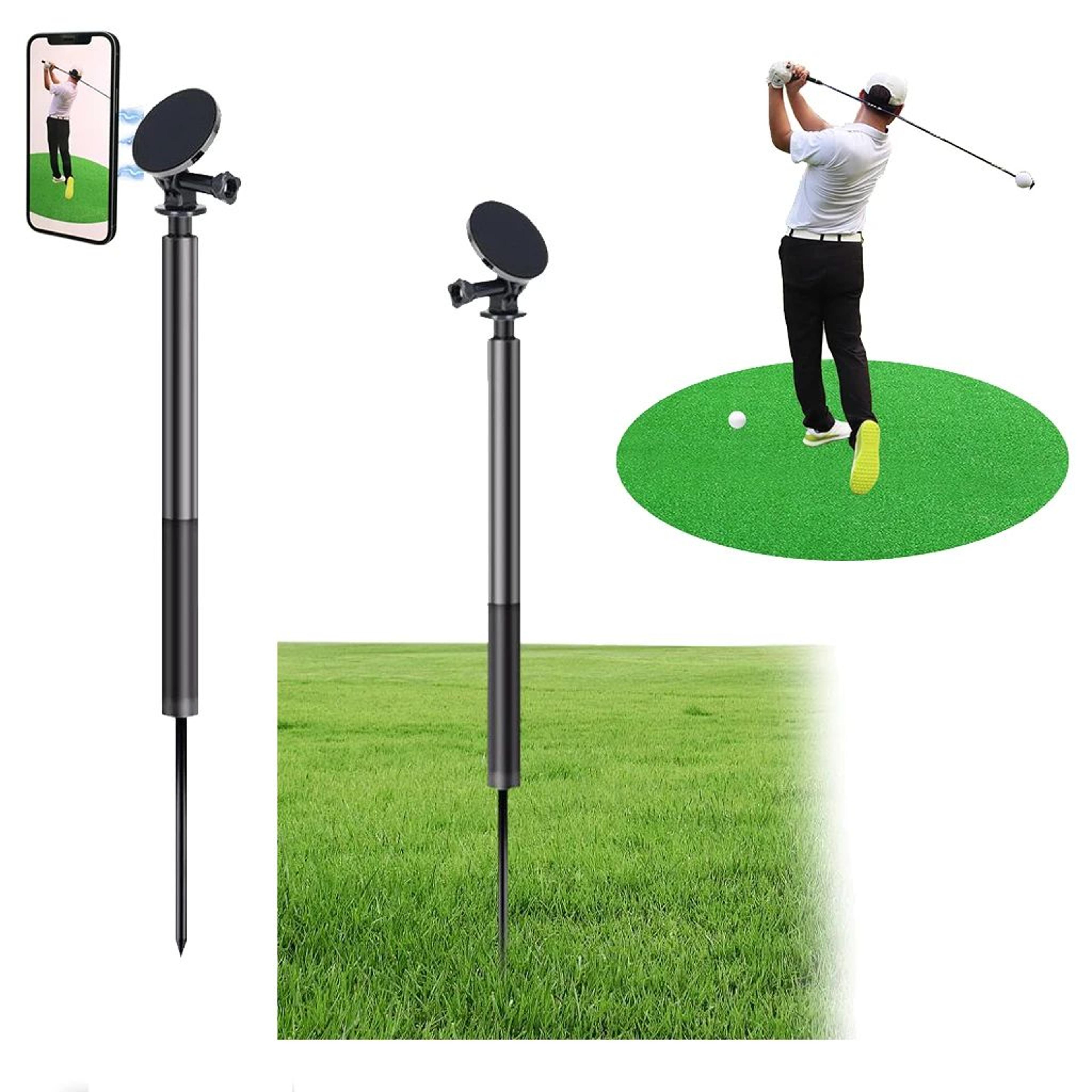 golf swing phone stand with spike