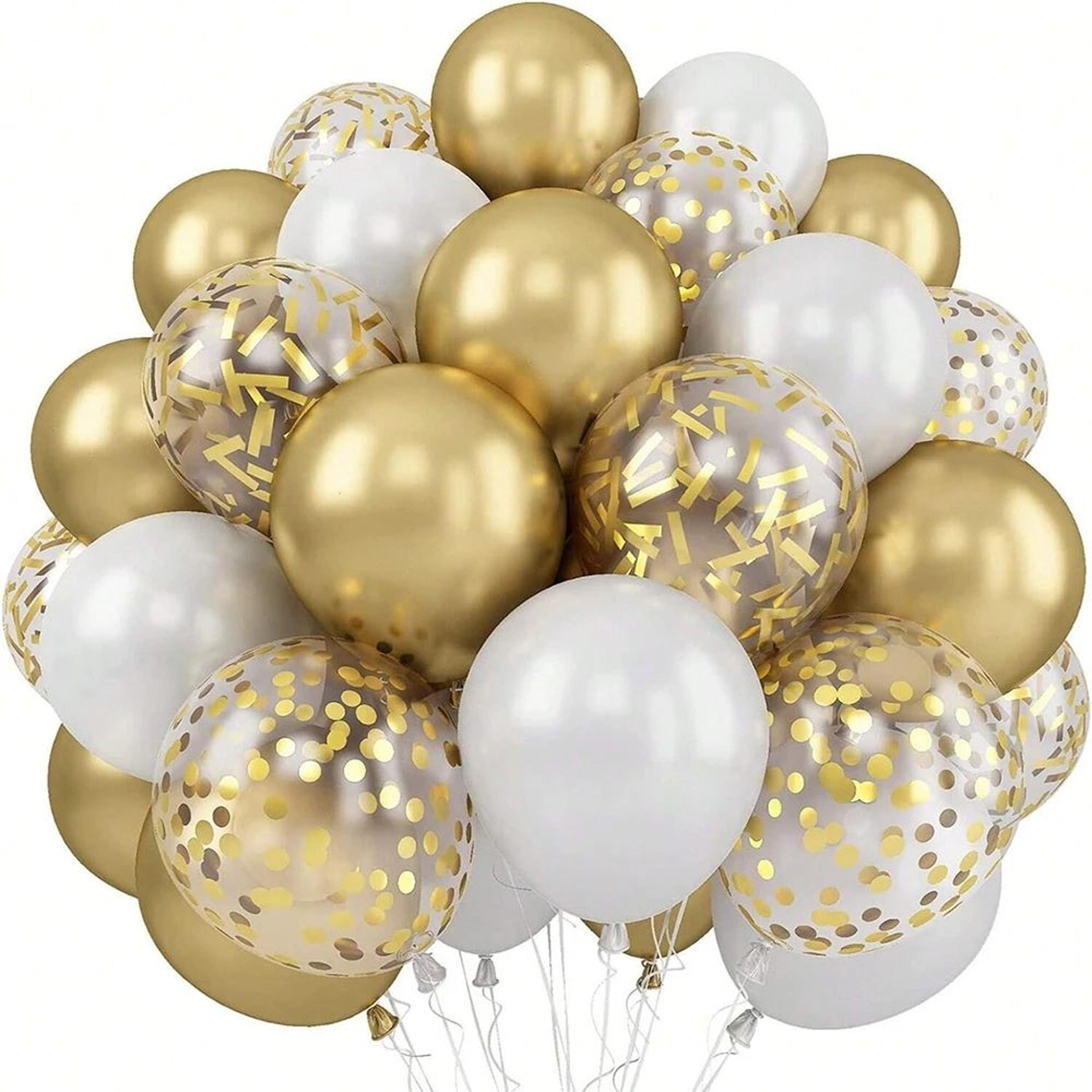 white and gold party balloon set