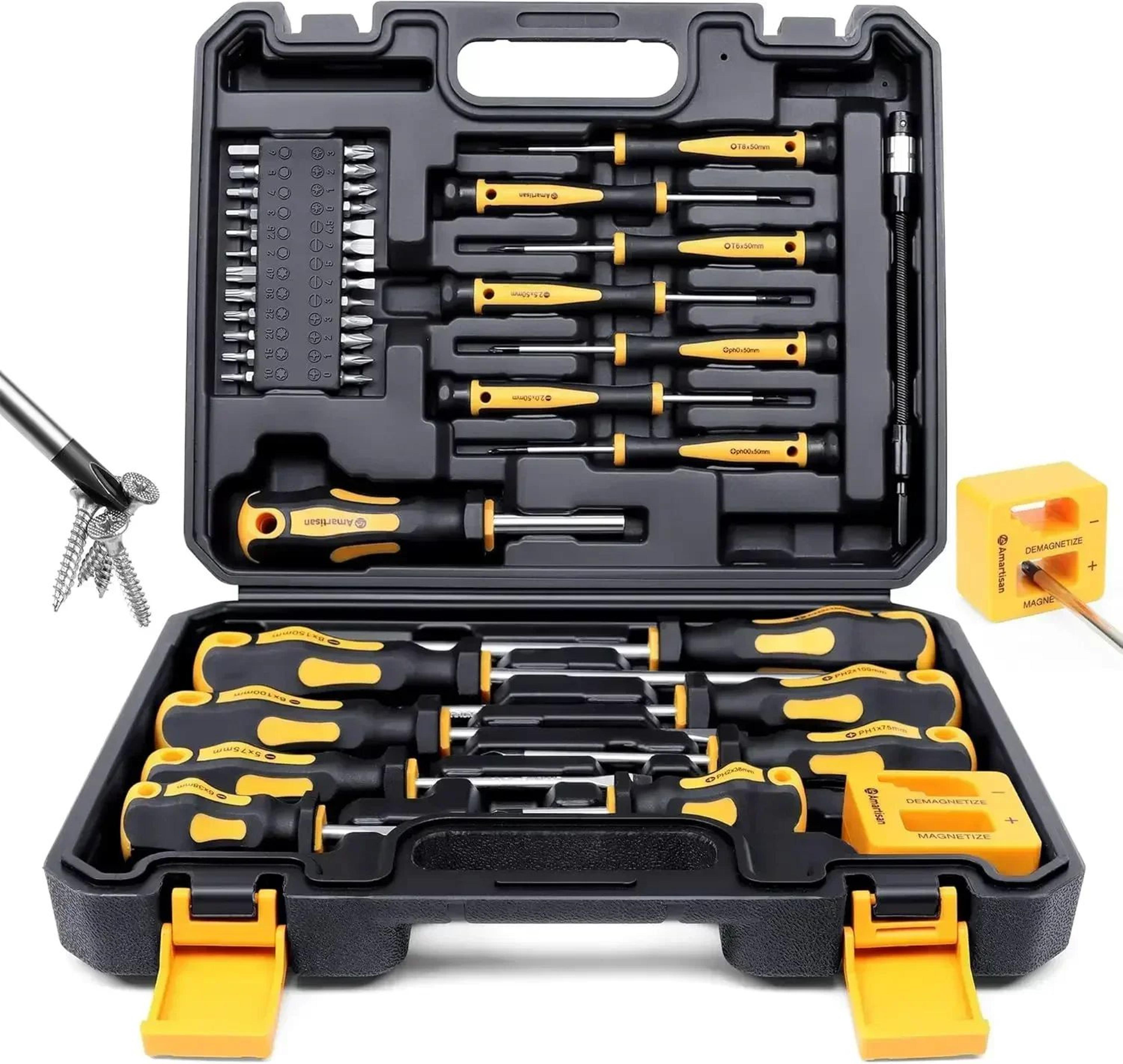 magnetic precision screwdriver set with case