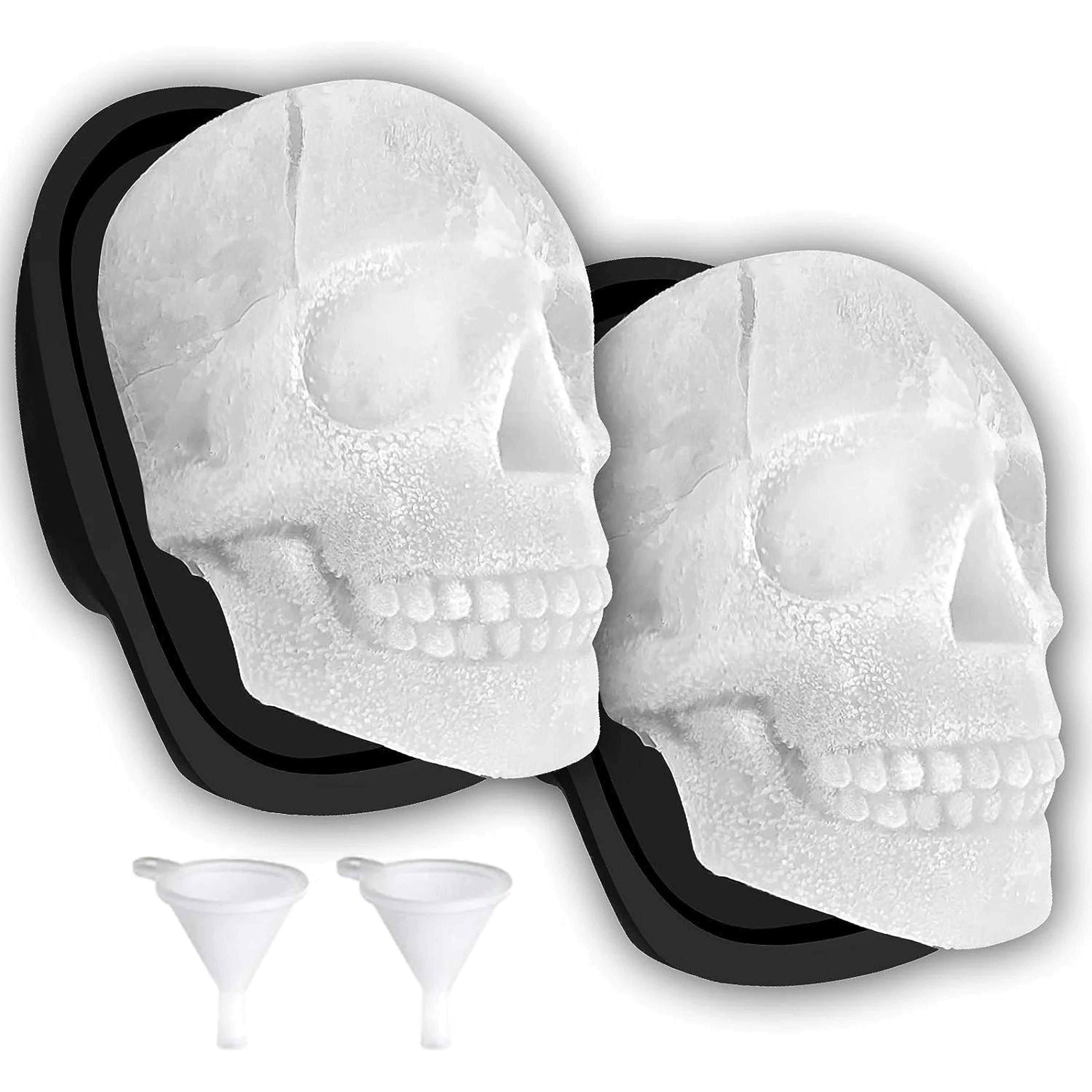 large 3d skull ice mold for whiskey