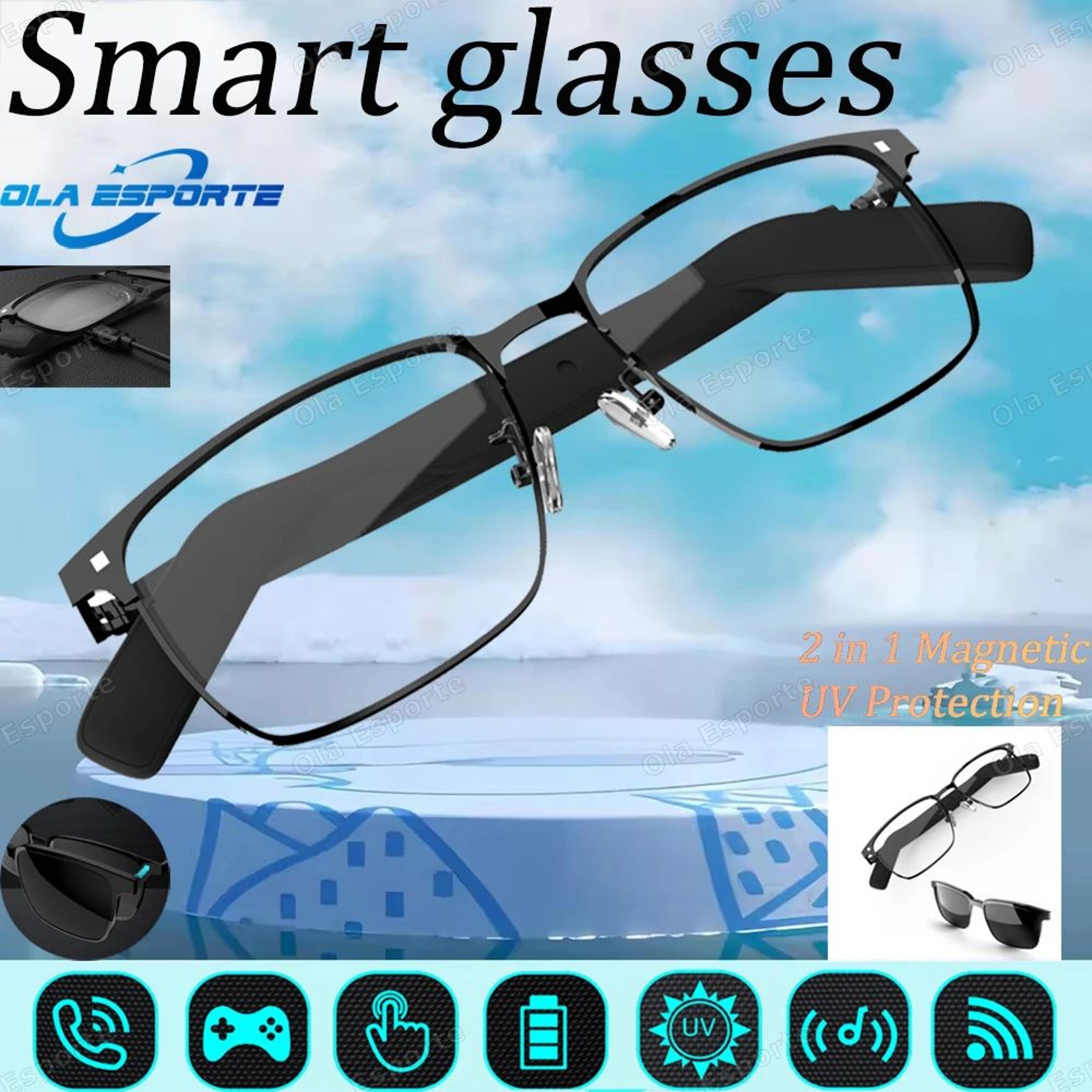 2 in 1 magnetic smart glasses bluetooth audio uv protection sunglasses