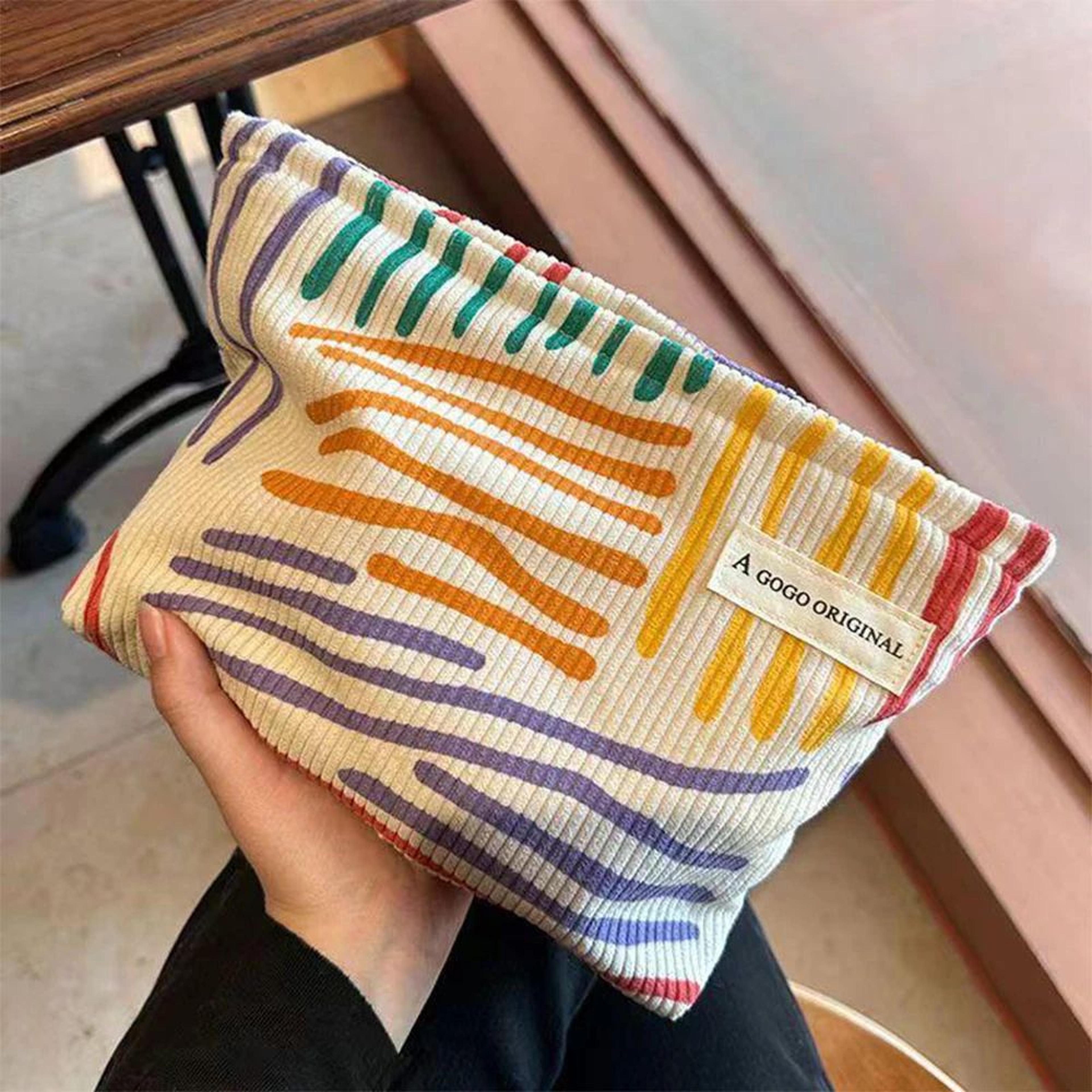 corduroy large capacity cosmetic bag