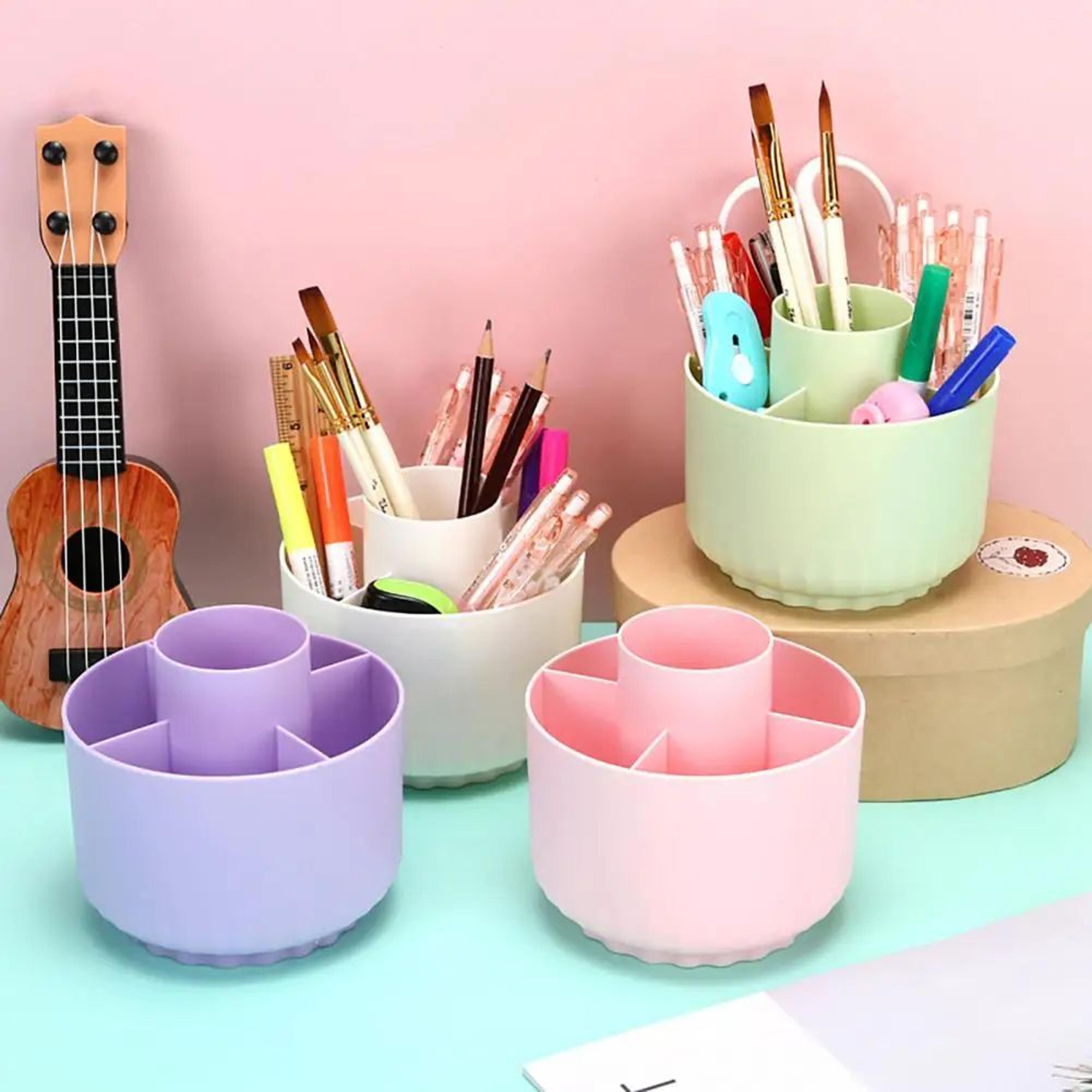rotating makeup brush and pen organizer