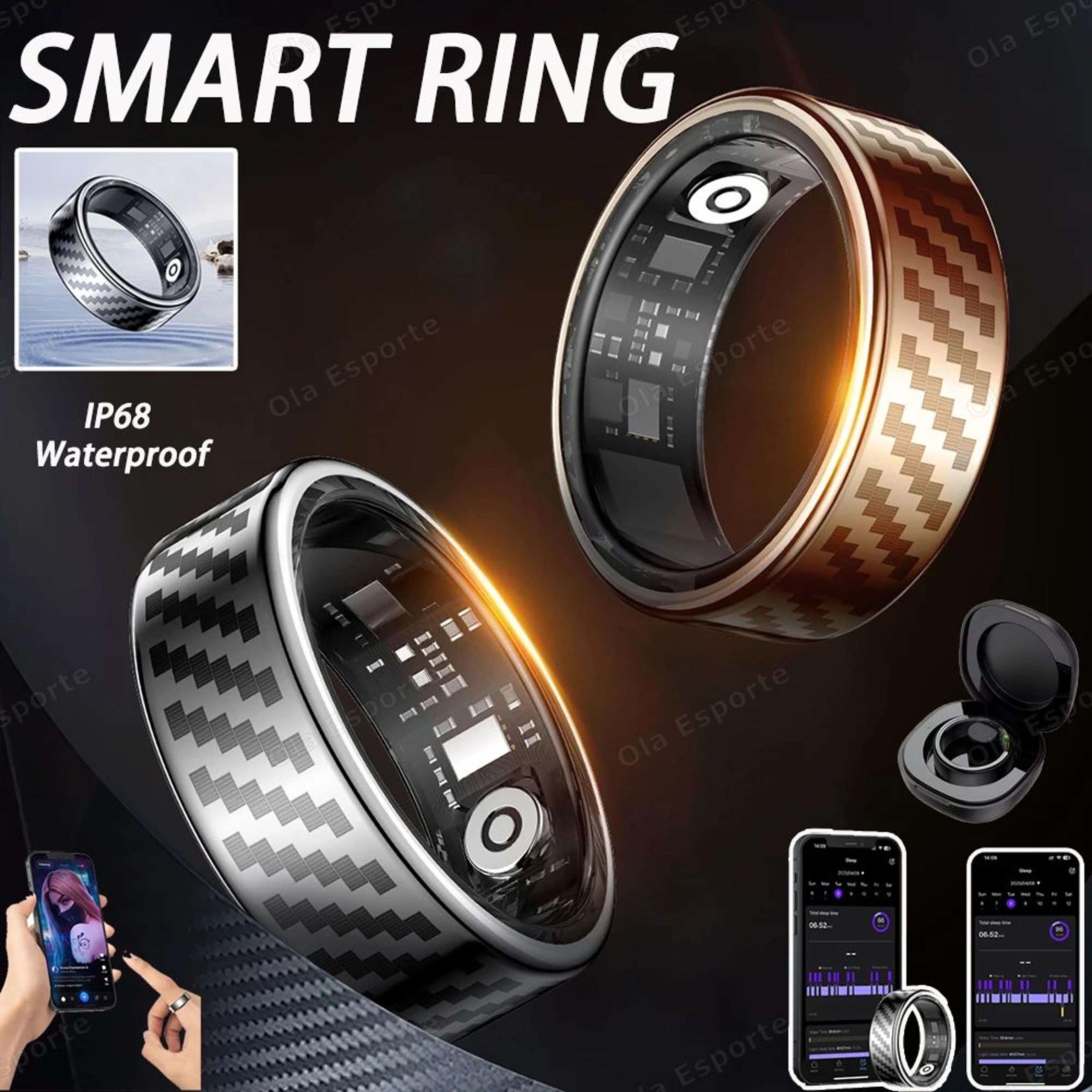 smart fitness ring with charging case