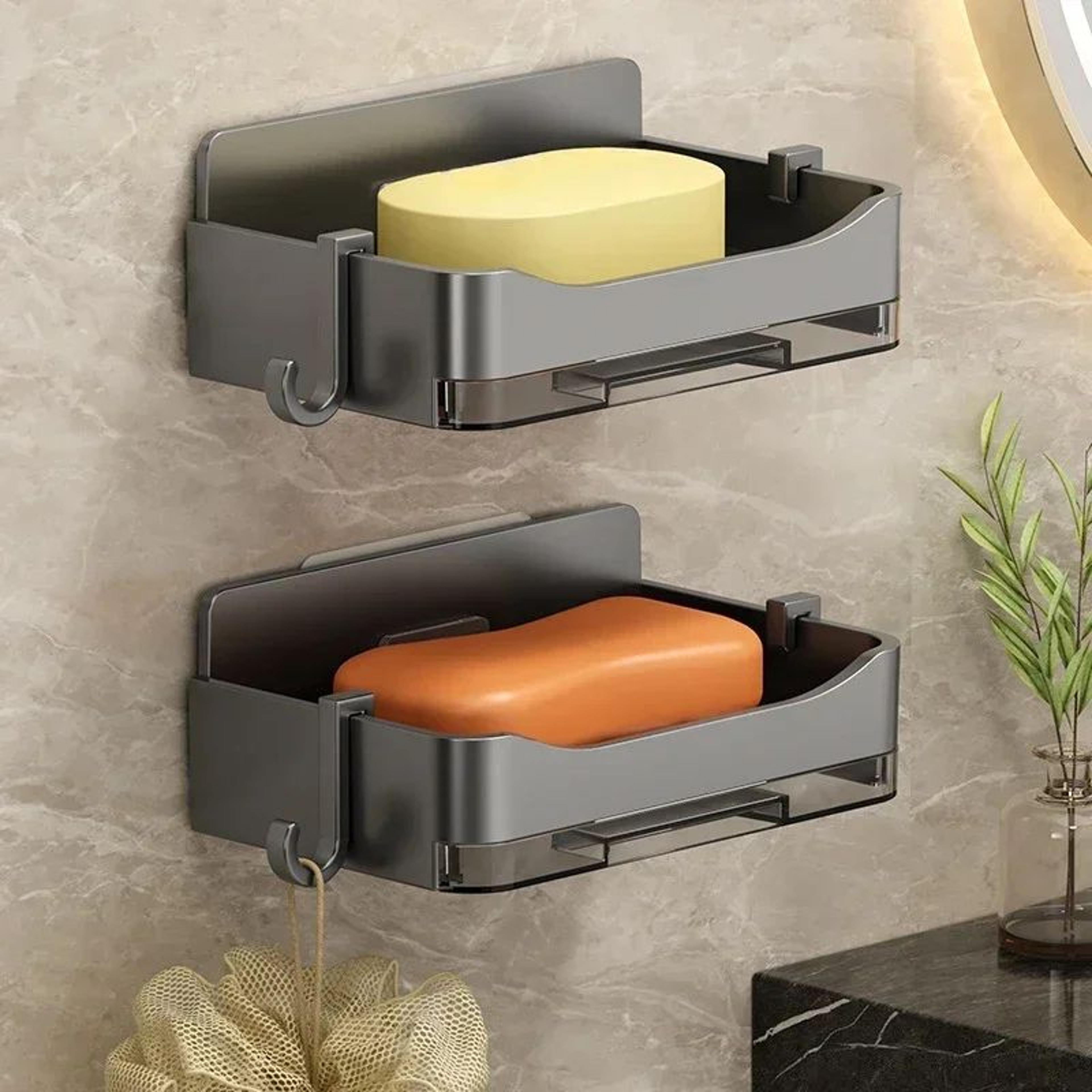 no-drill wall mounted soap & sponge holder