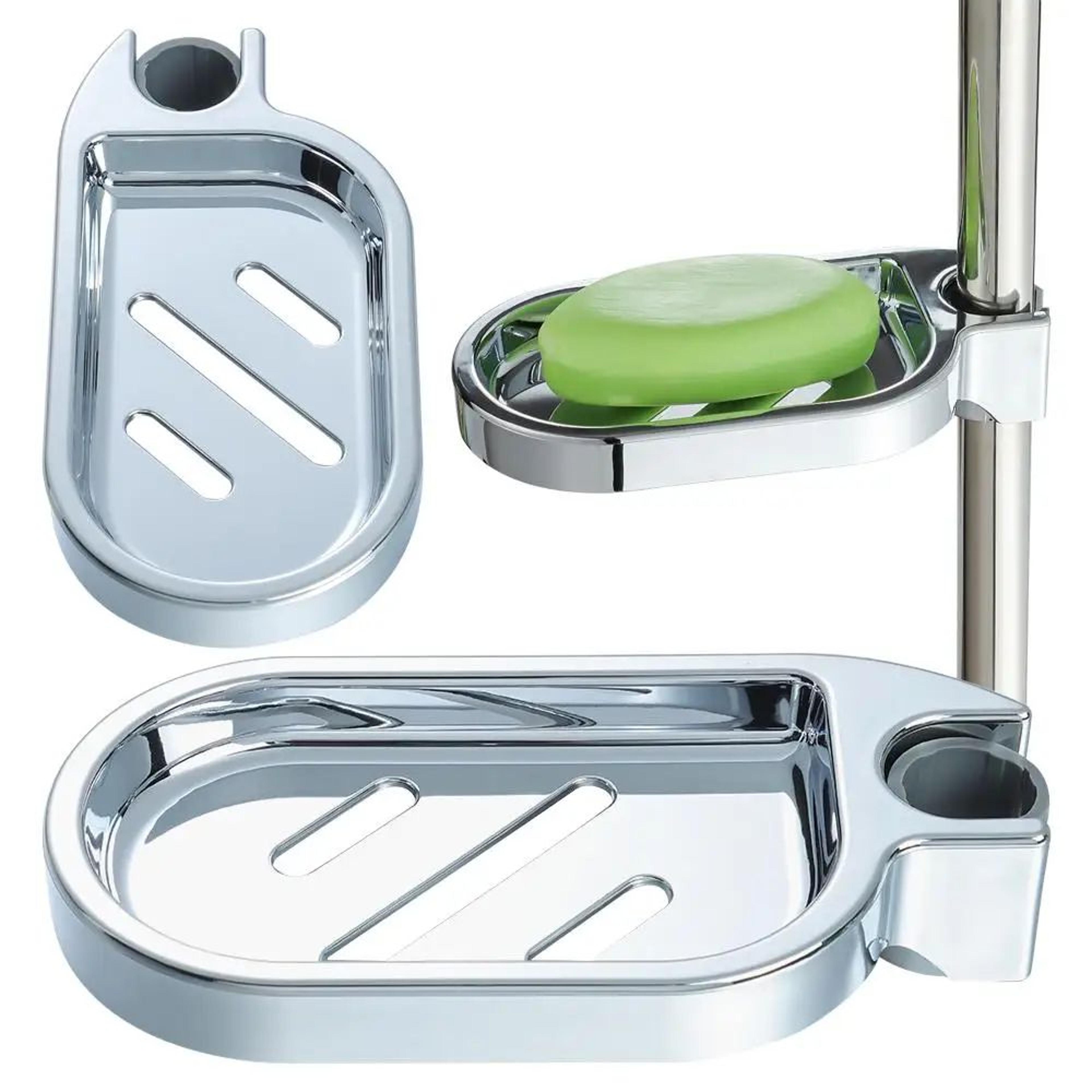 adjustable shower rail soap dish holder