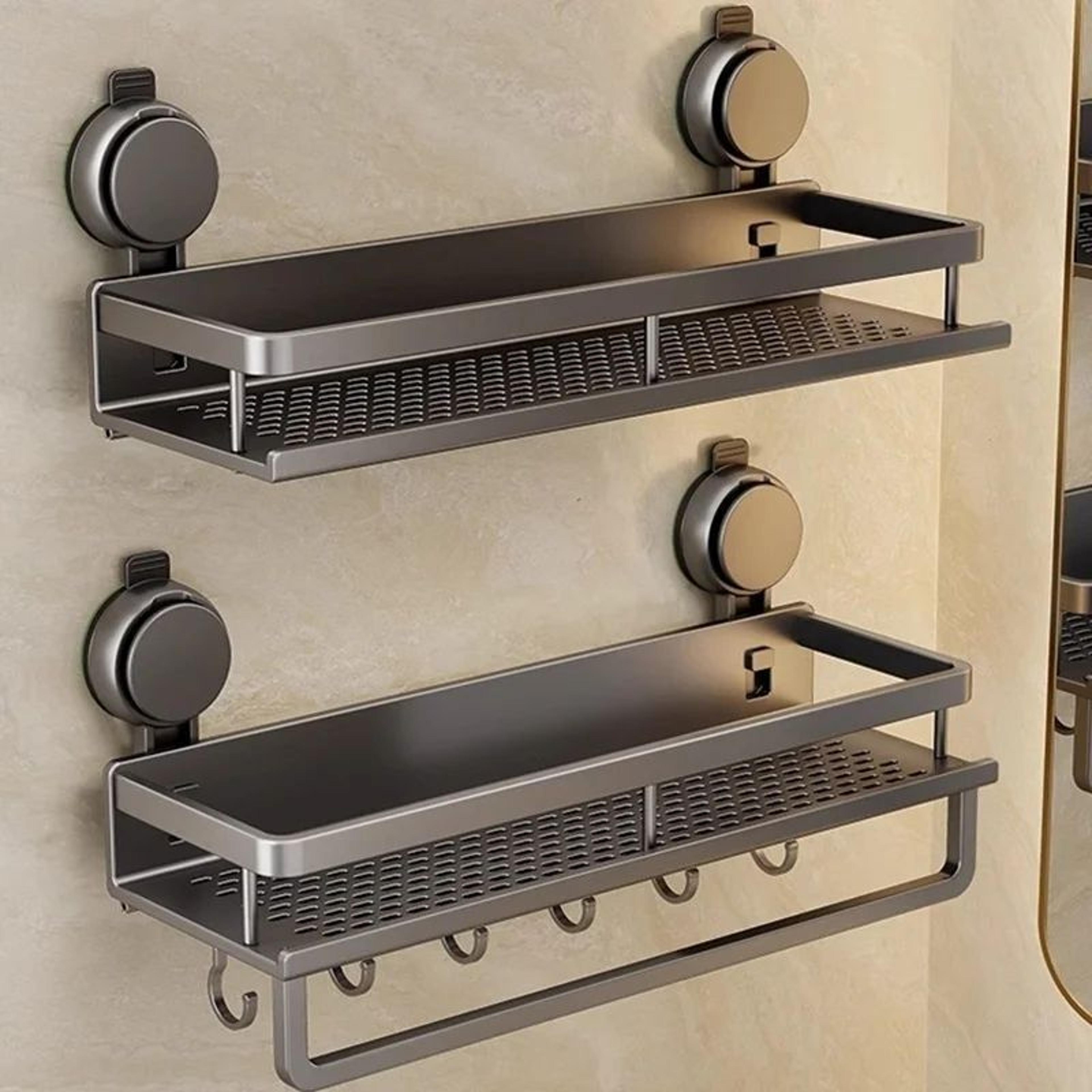 no drill suction bathroom storage rack