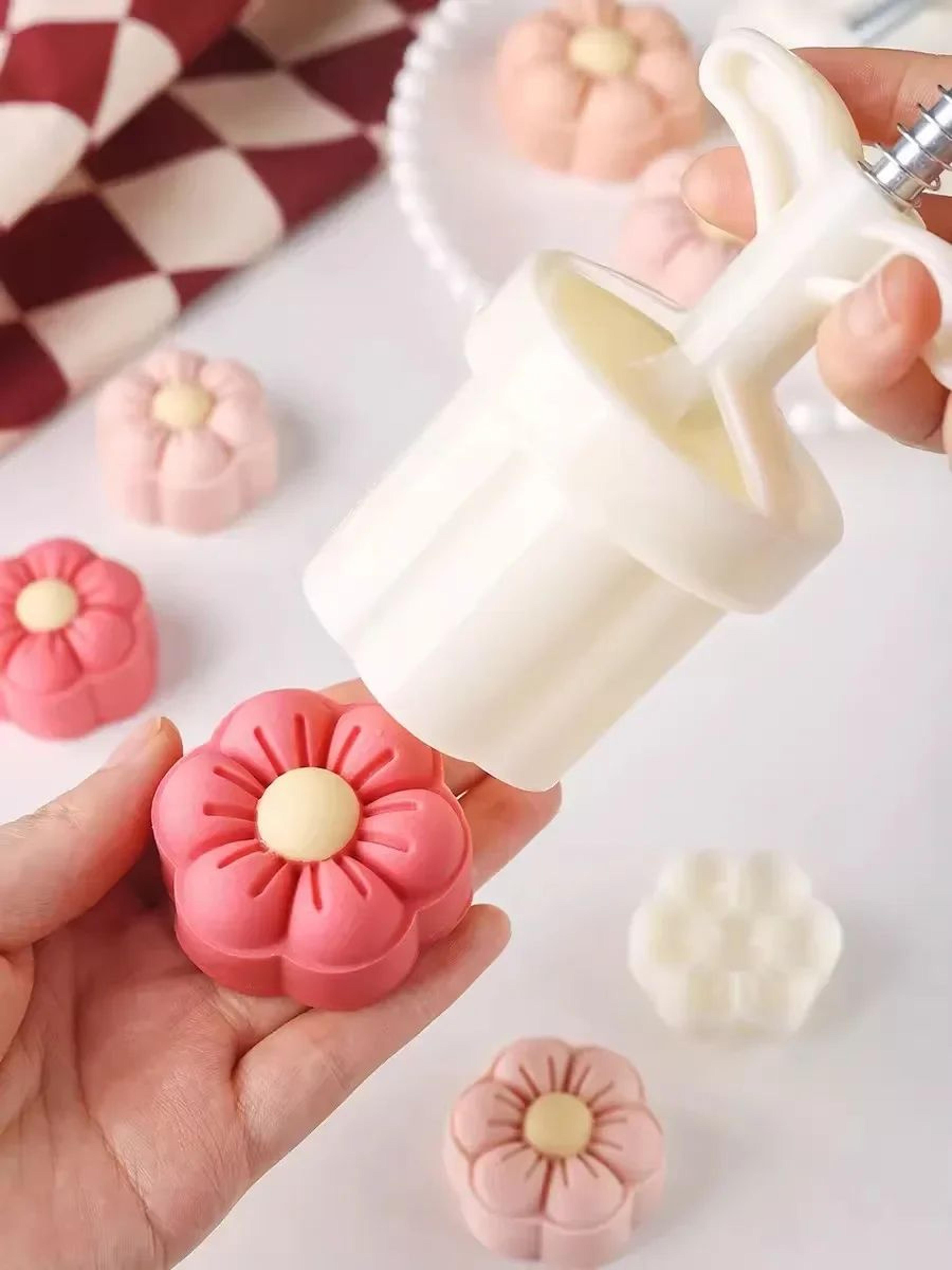 flower shape mooncake cookie press mold