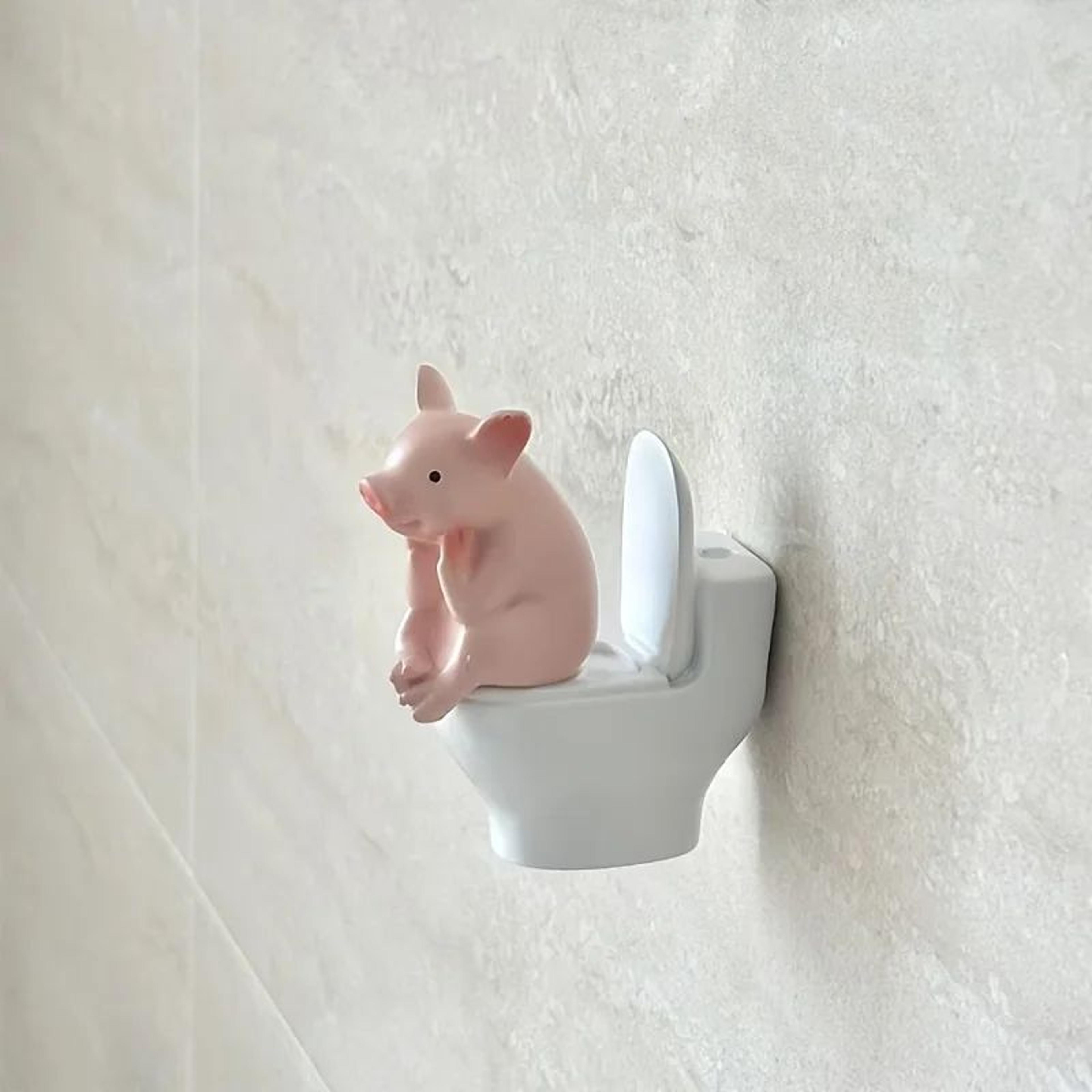 cute pig toilet figurine decor