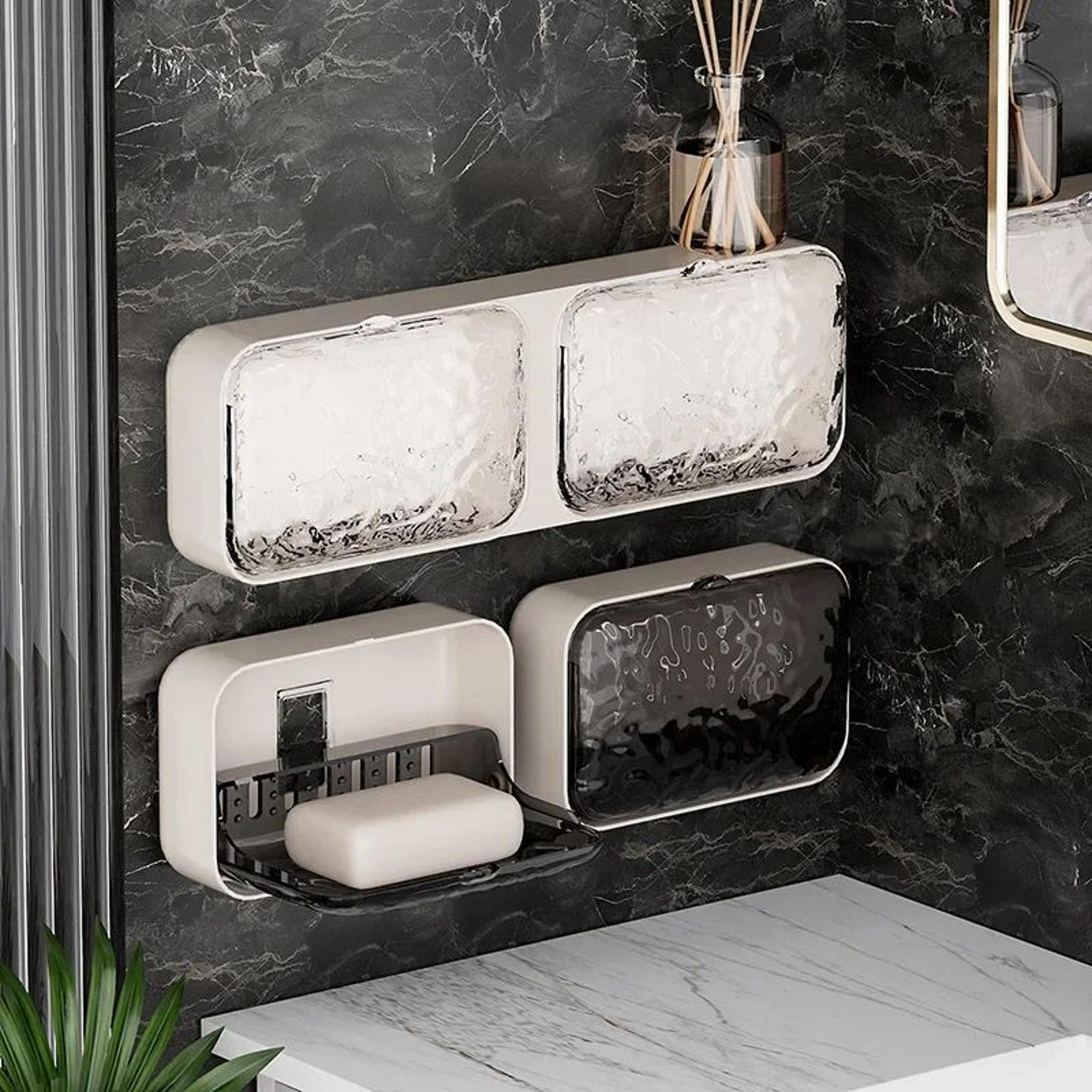 wall mounted double drain soap holder