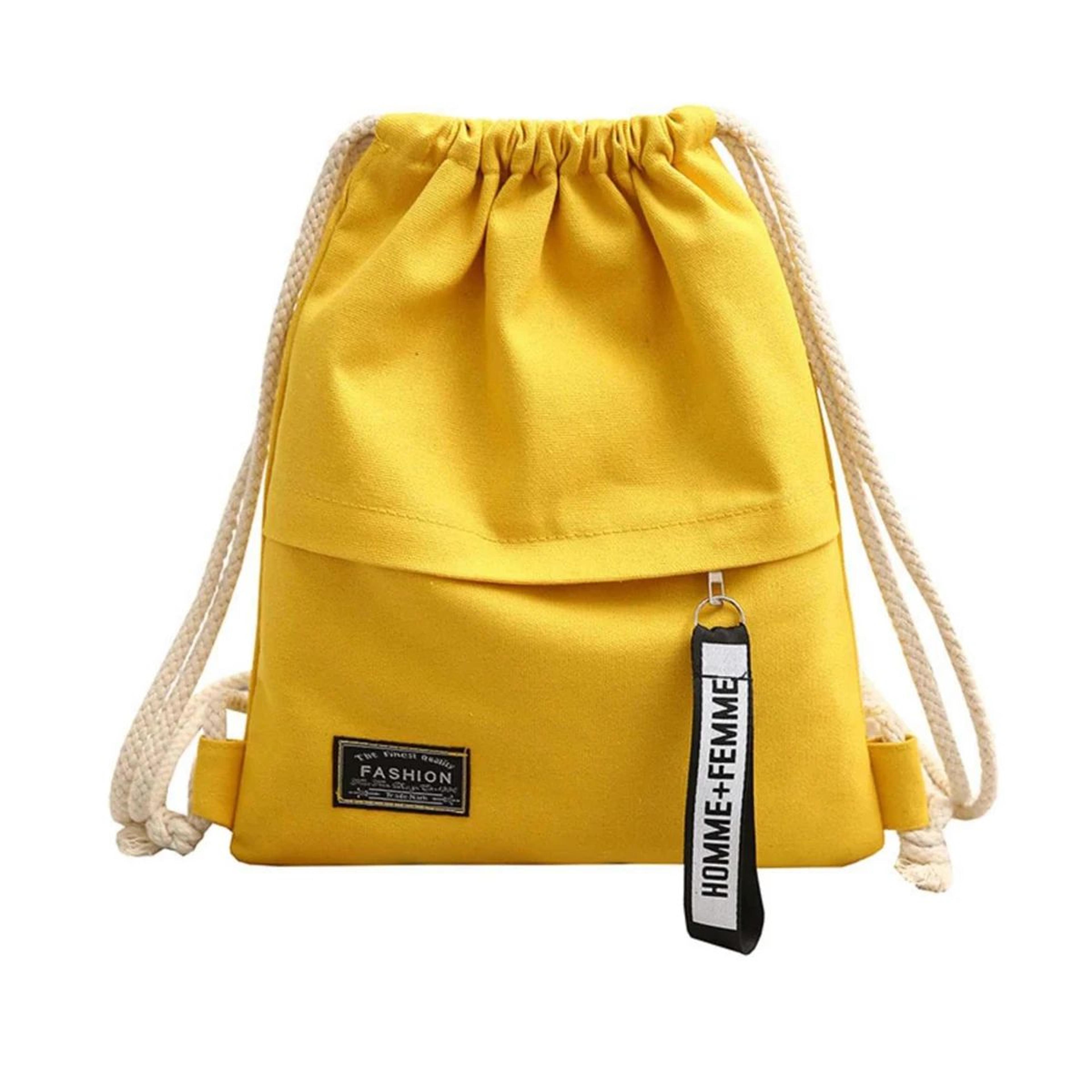 canvas double shoulder drawstring backpack