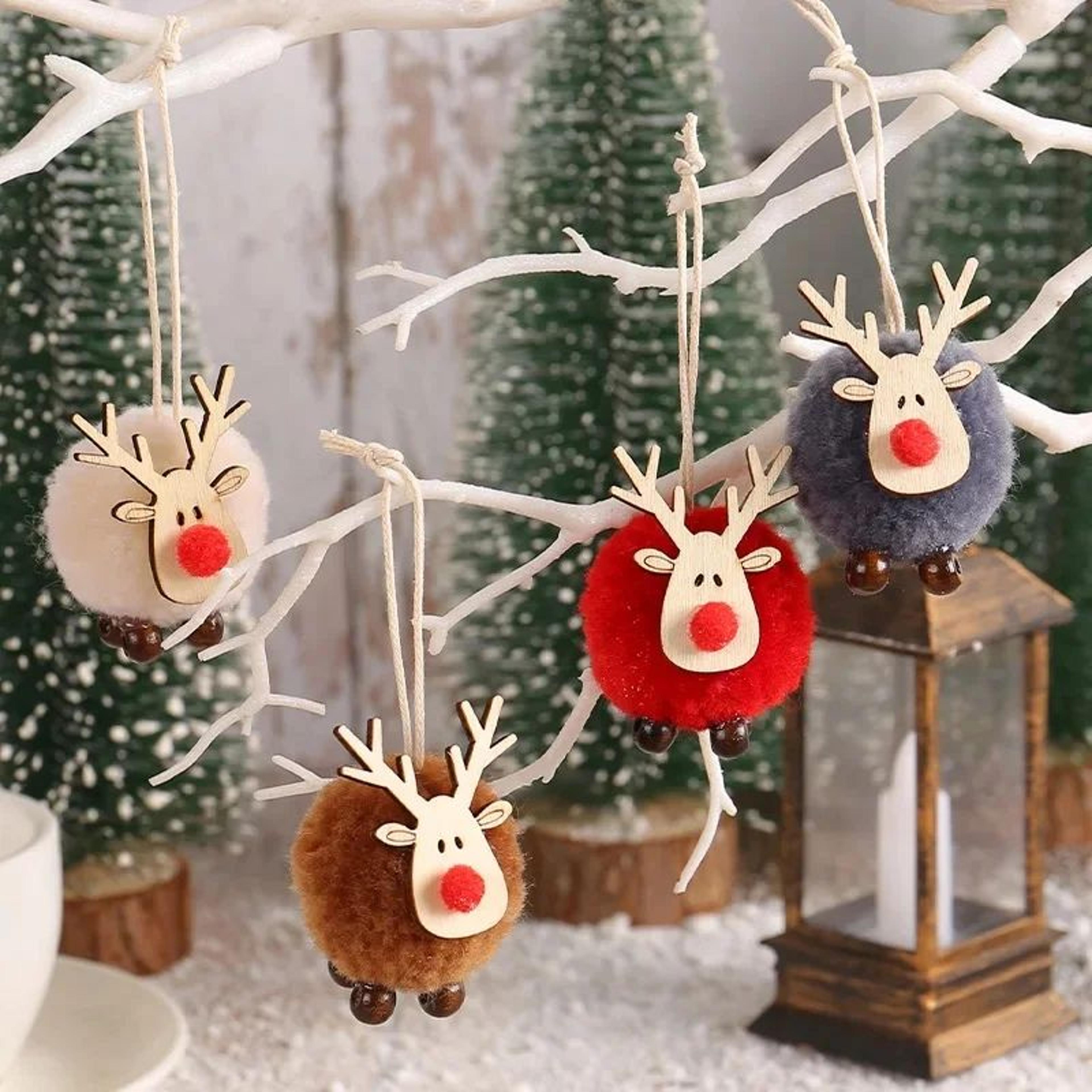 felt christmas elk tree ornament set