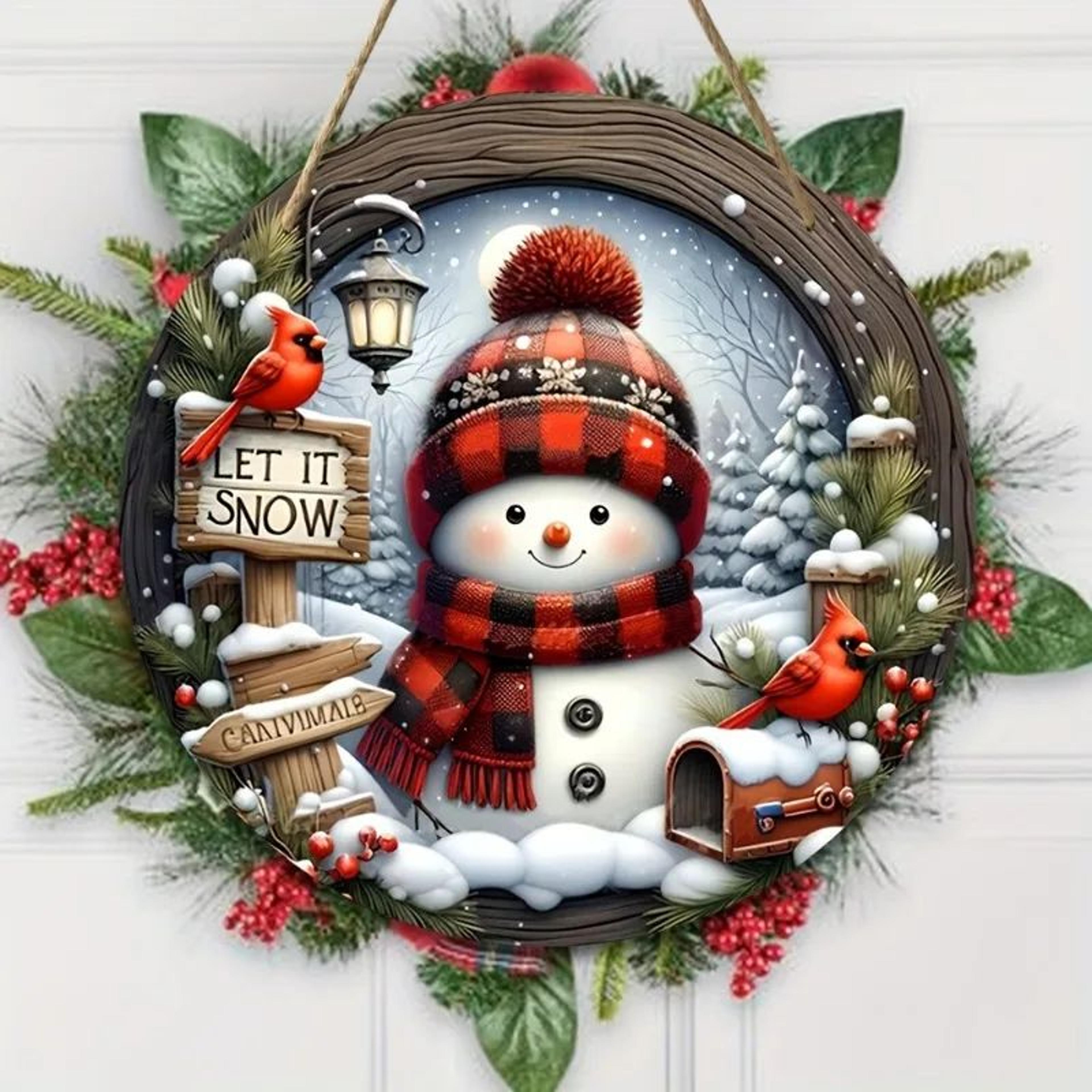 snowman acrylic christmas wreath centerpiece