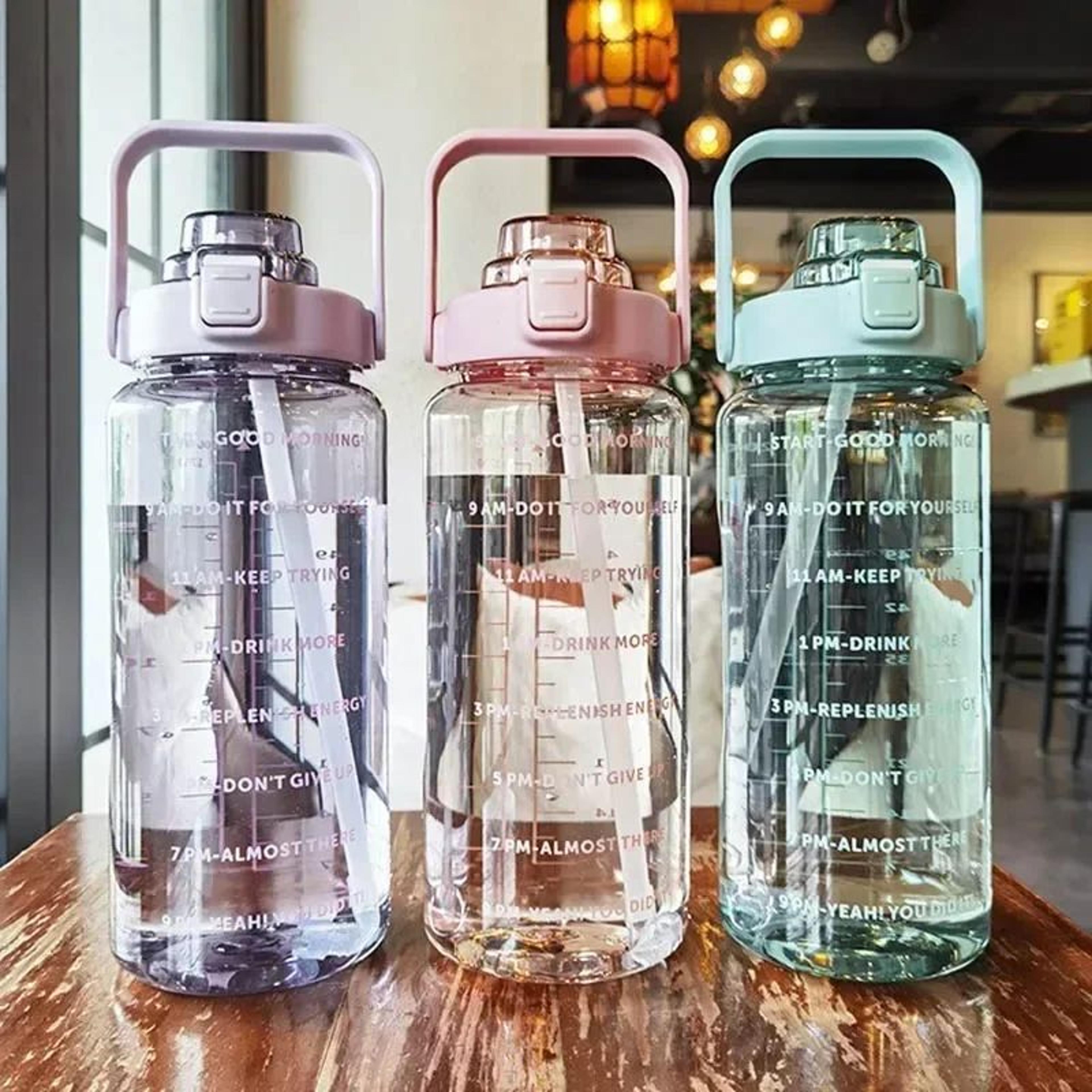 2l time marker straw water bottle
