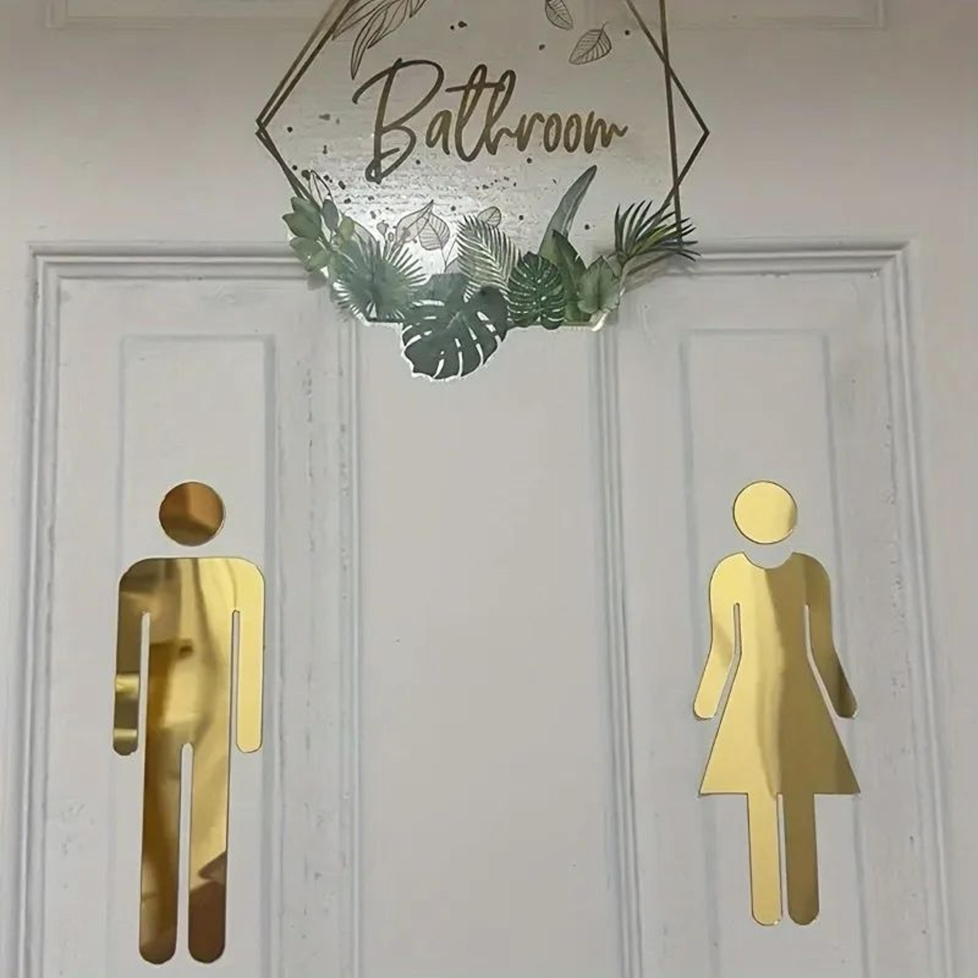 men and women toilet door sign set