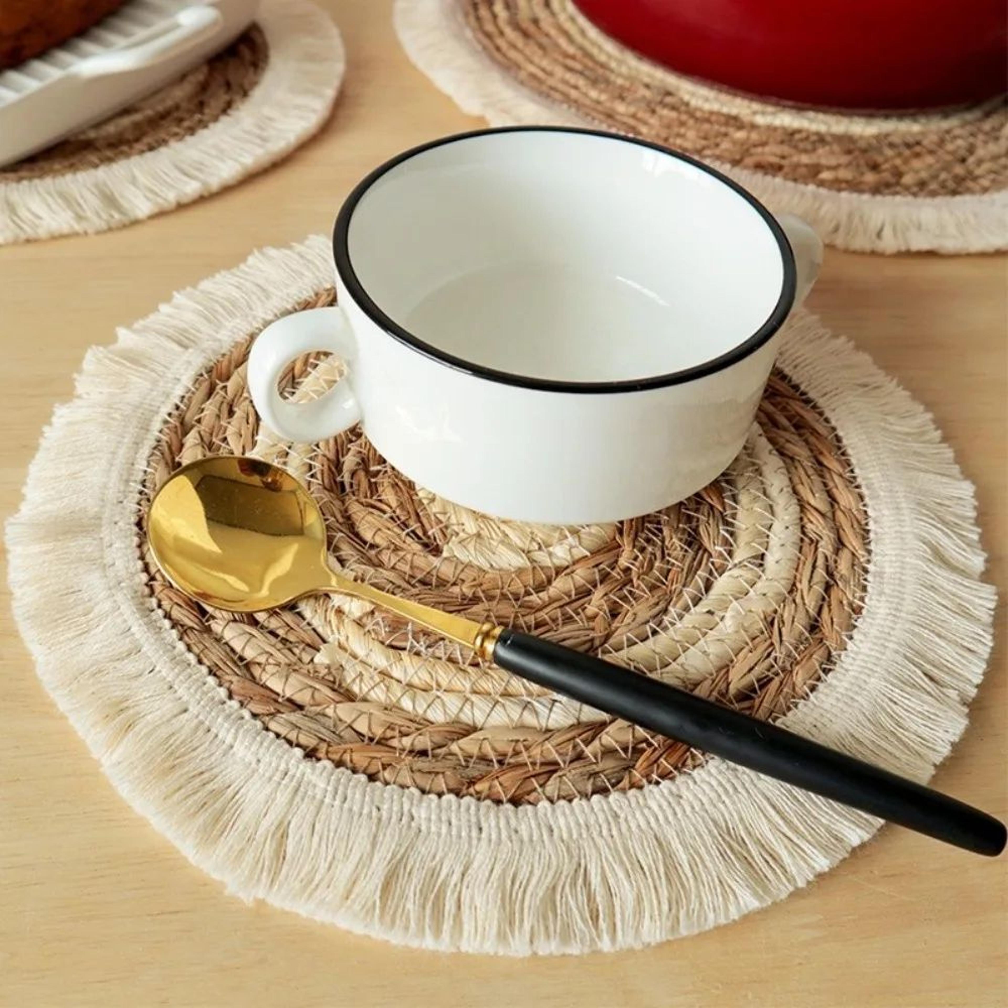 bohemian tassel woven placemat