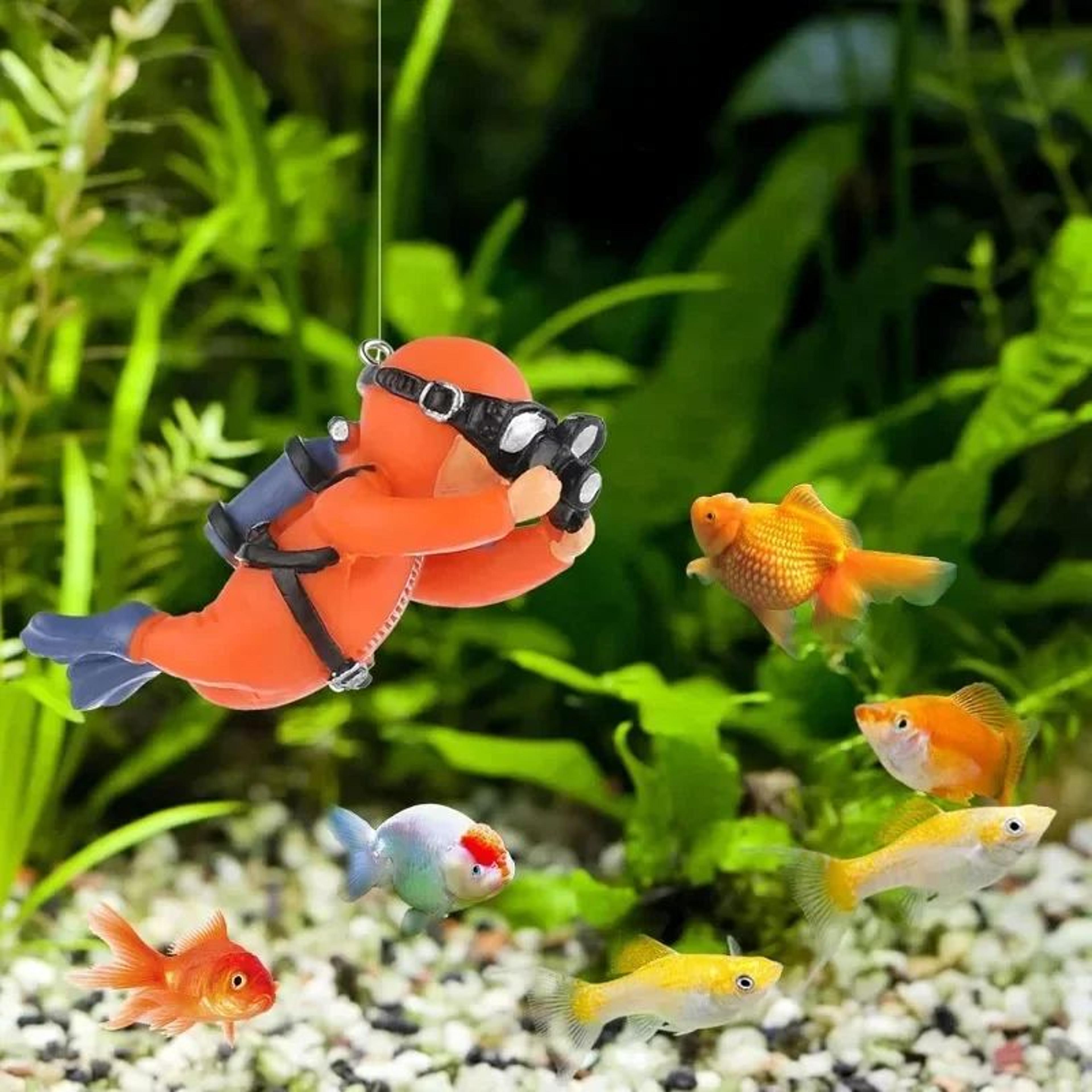 mini diver mermaid aquarium decor set