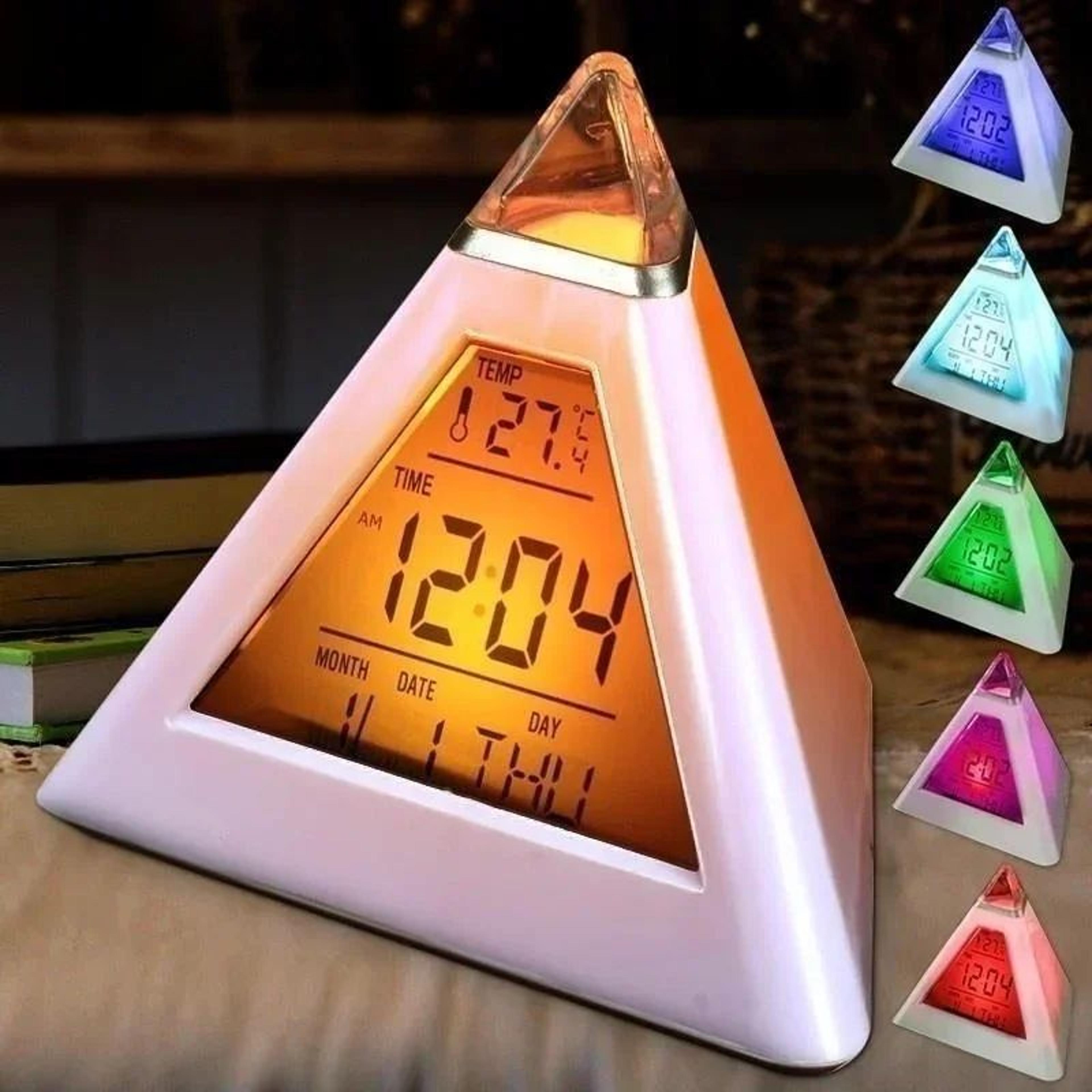 pyramid led digital alarm clock