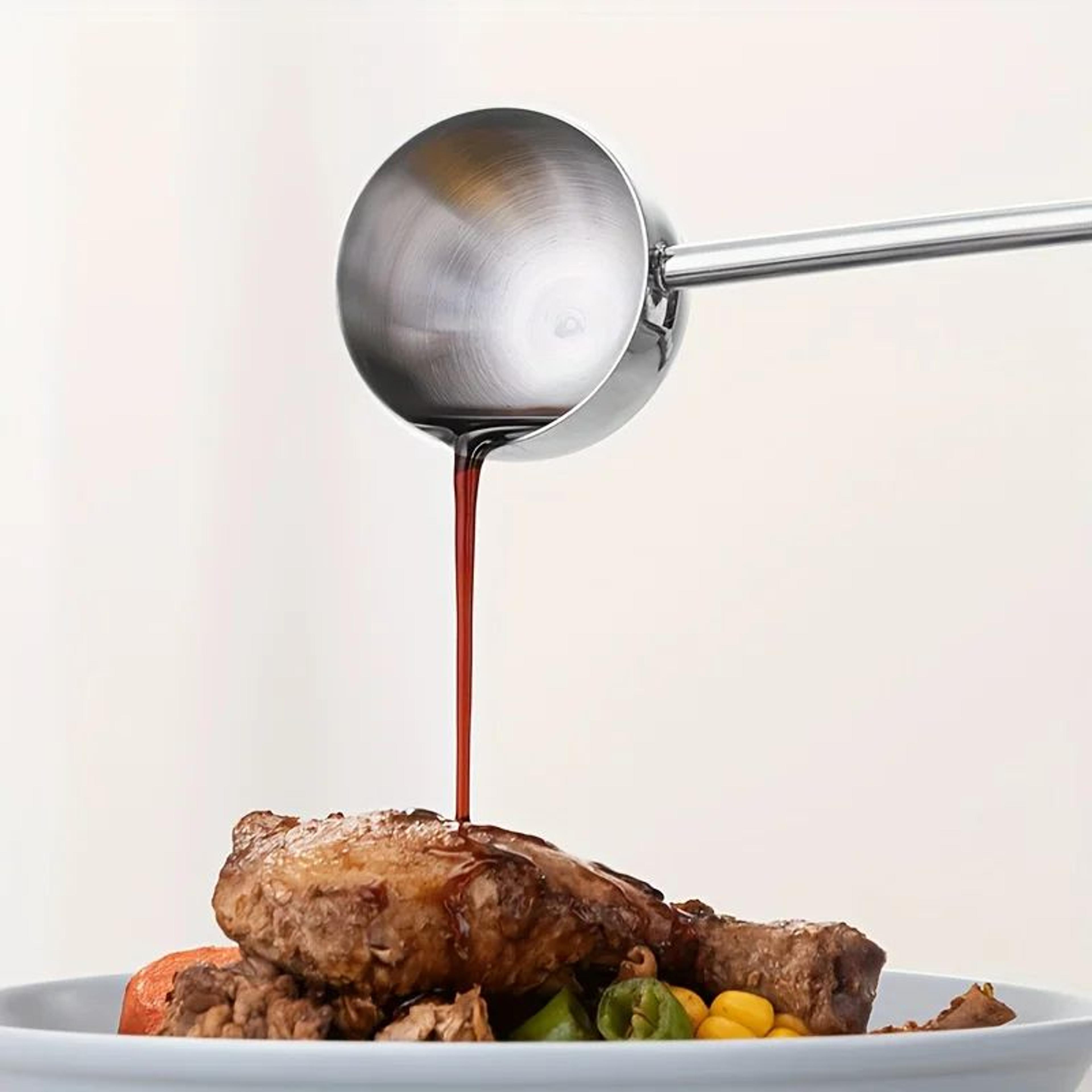 stainless steel long handle hot oil spoon