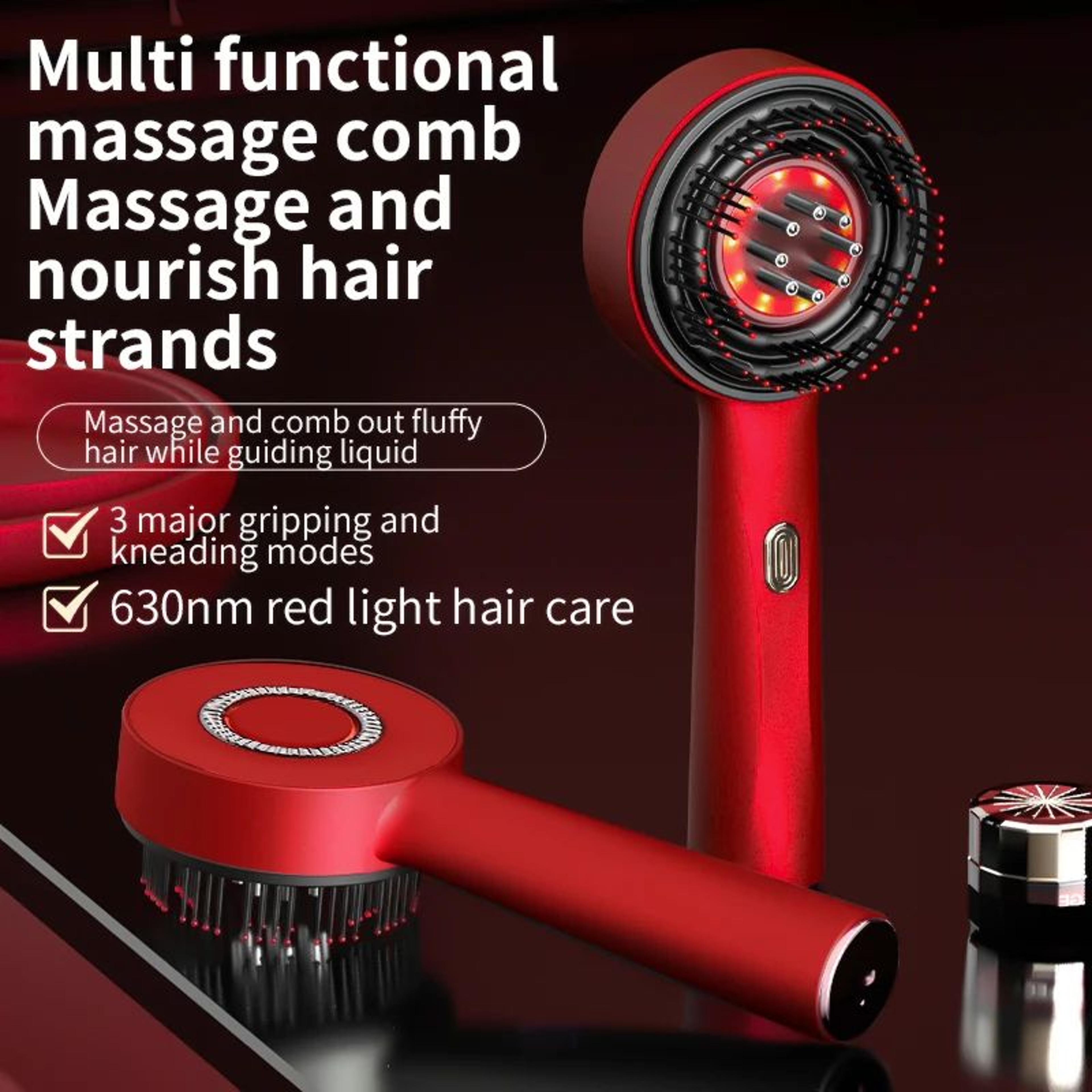 electric red light hair massage comb with essence oil applicator
