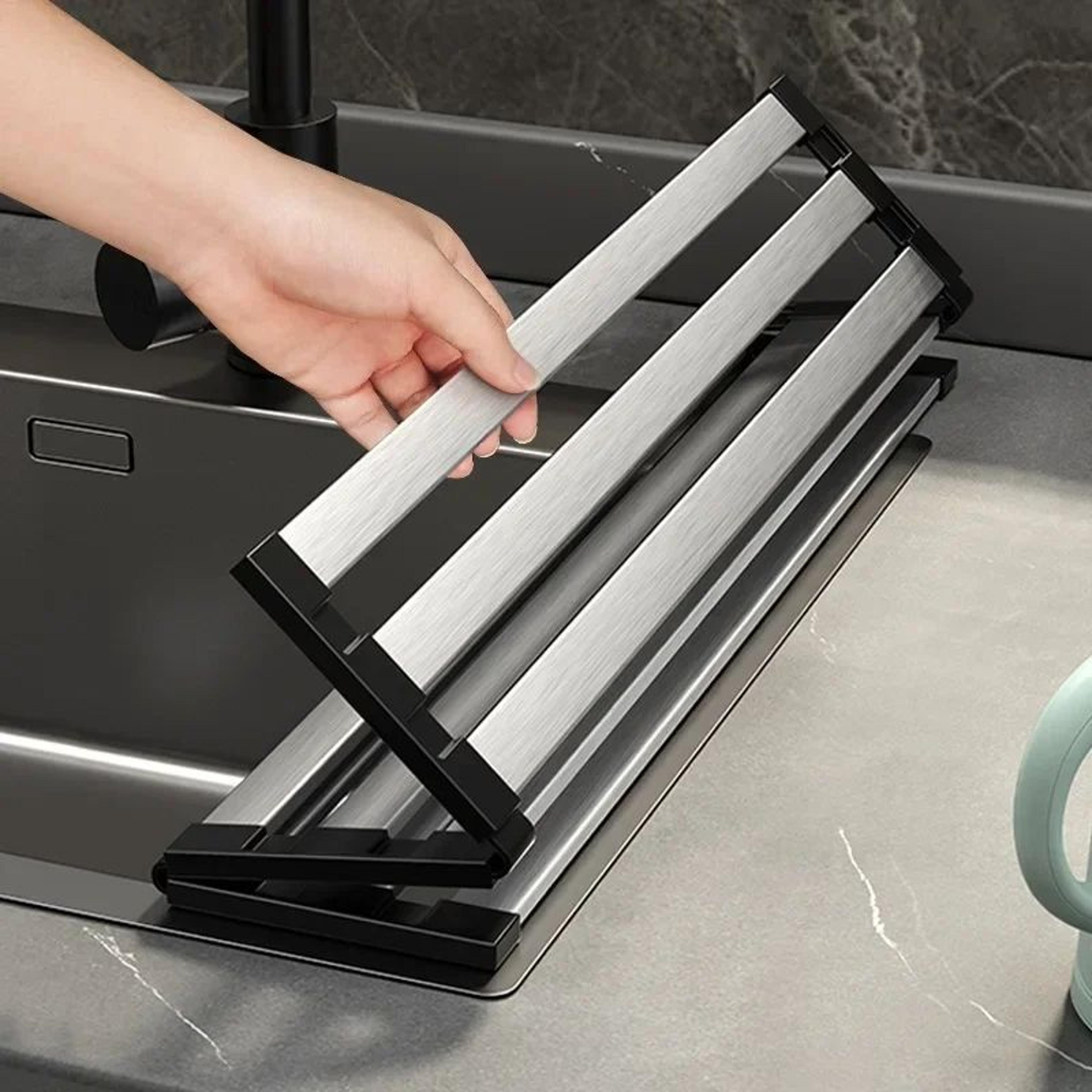 304 stainless steel foldable sink drain & storage rack
