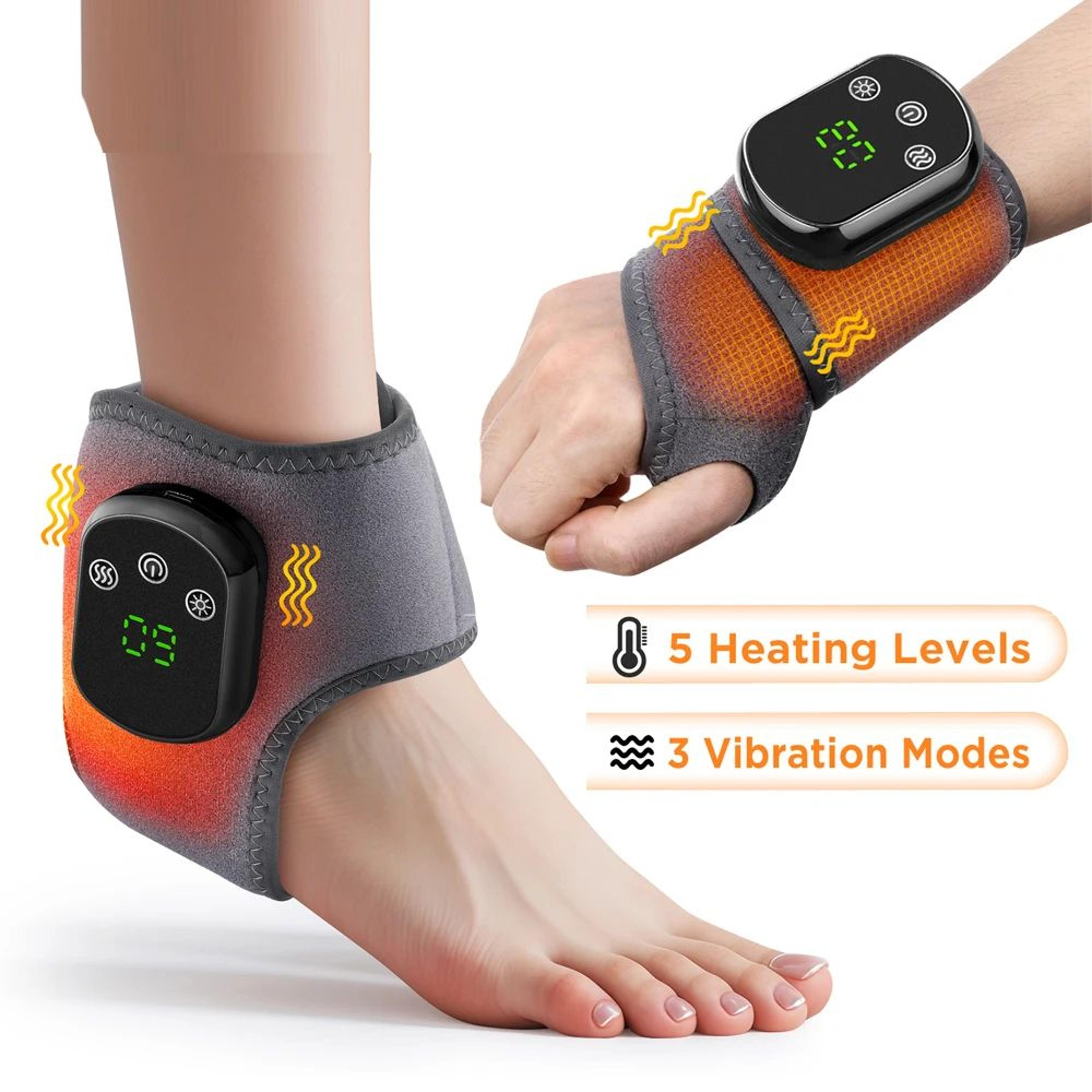 electric heated wrist & hand massager brace with adjustable heat and vibration