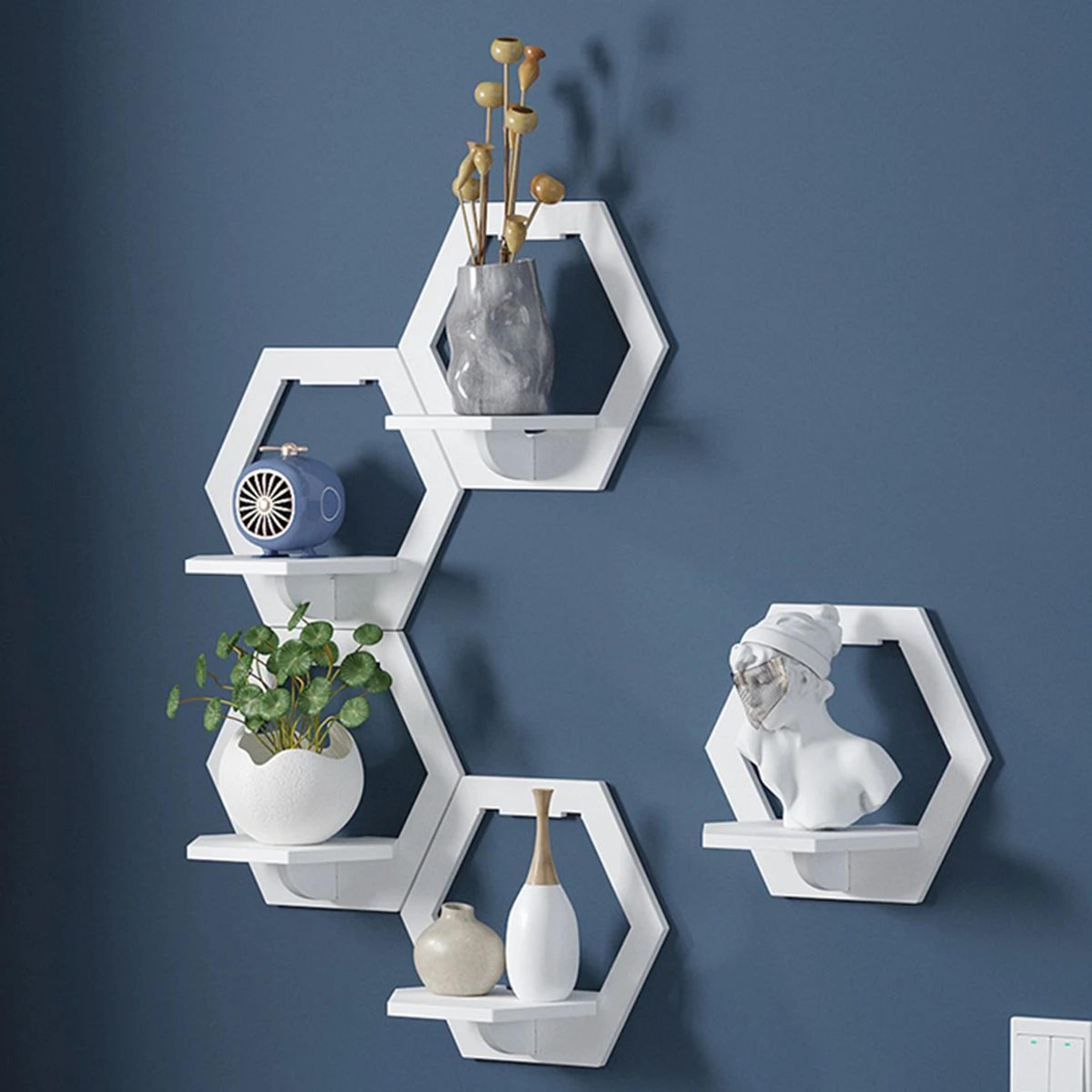 hexagon wall shelf display set