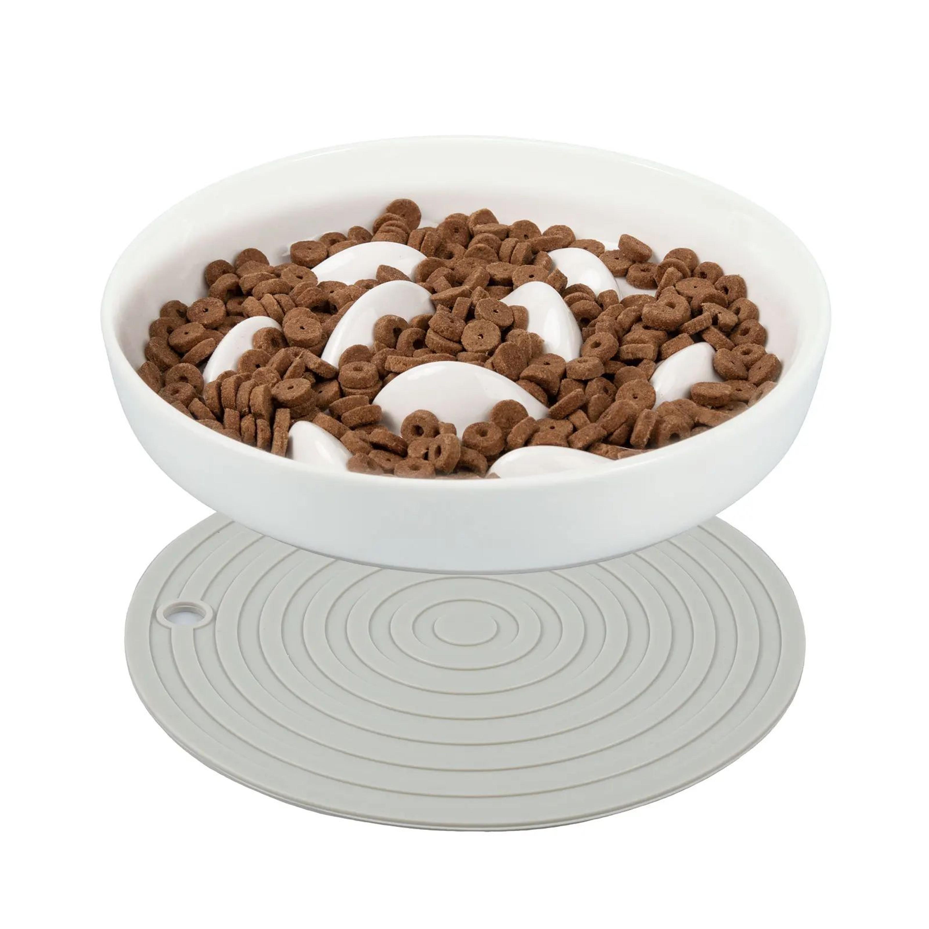 cat slow feeder ceramic bowl
