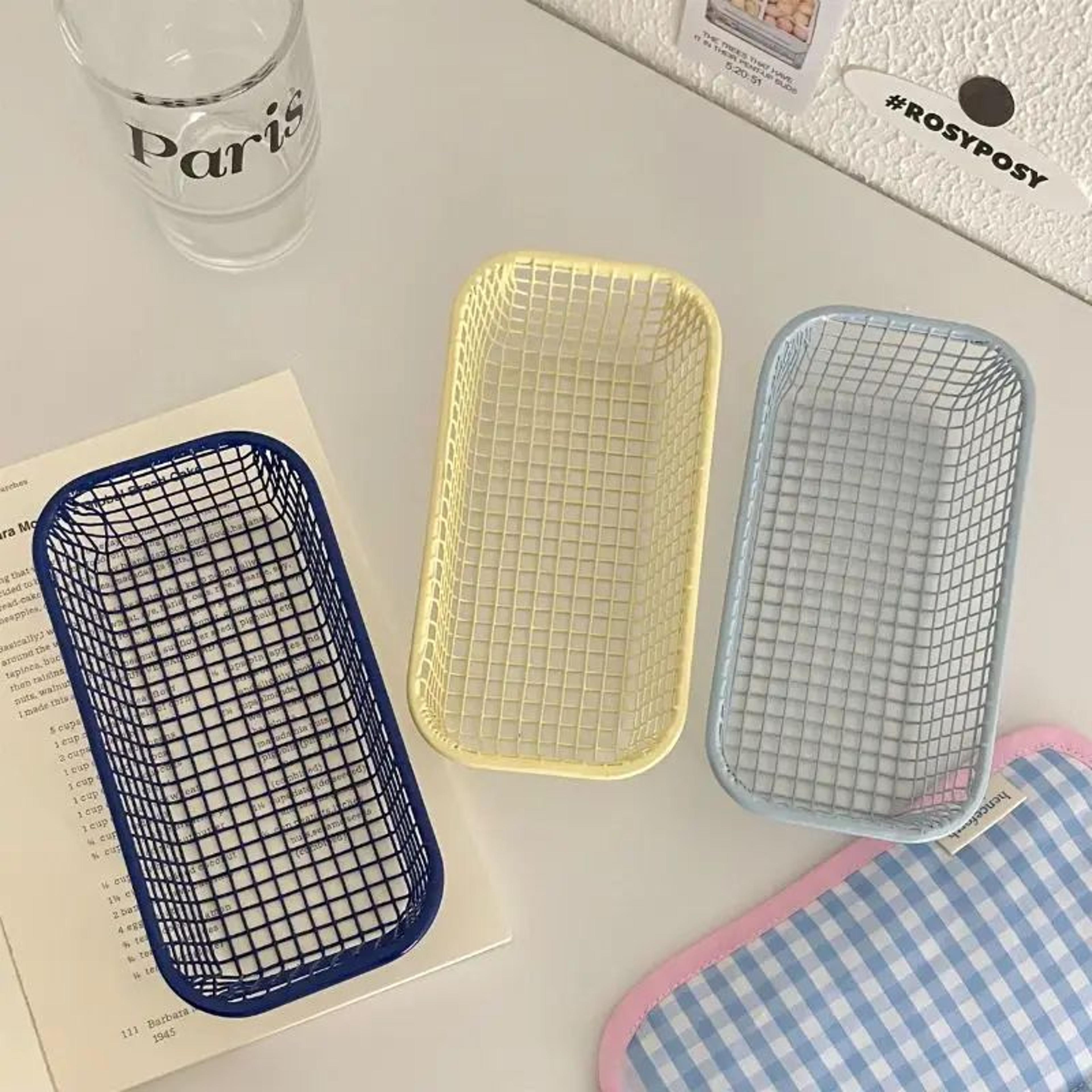 metal desktop storage basket