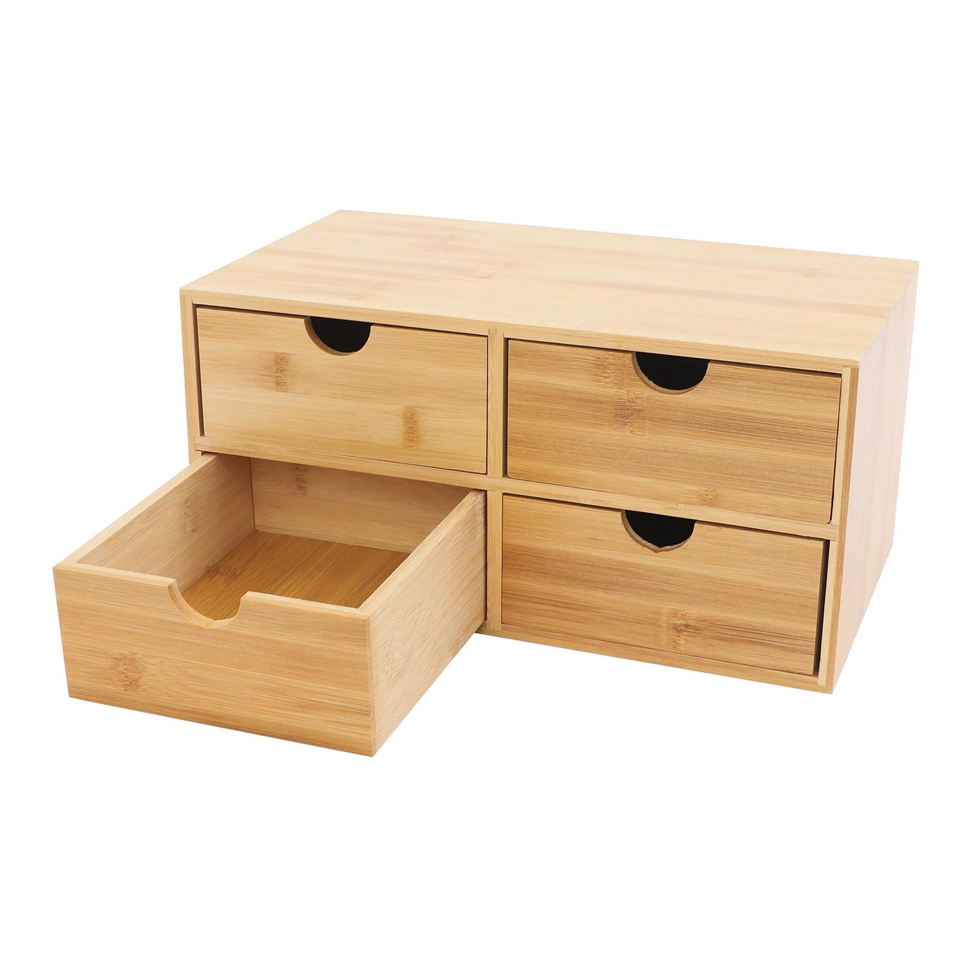 bamboo 4-drawer desktop organizer for desk storage