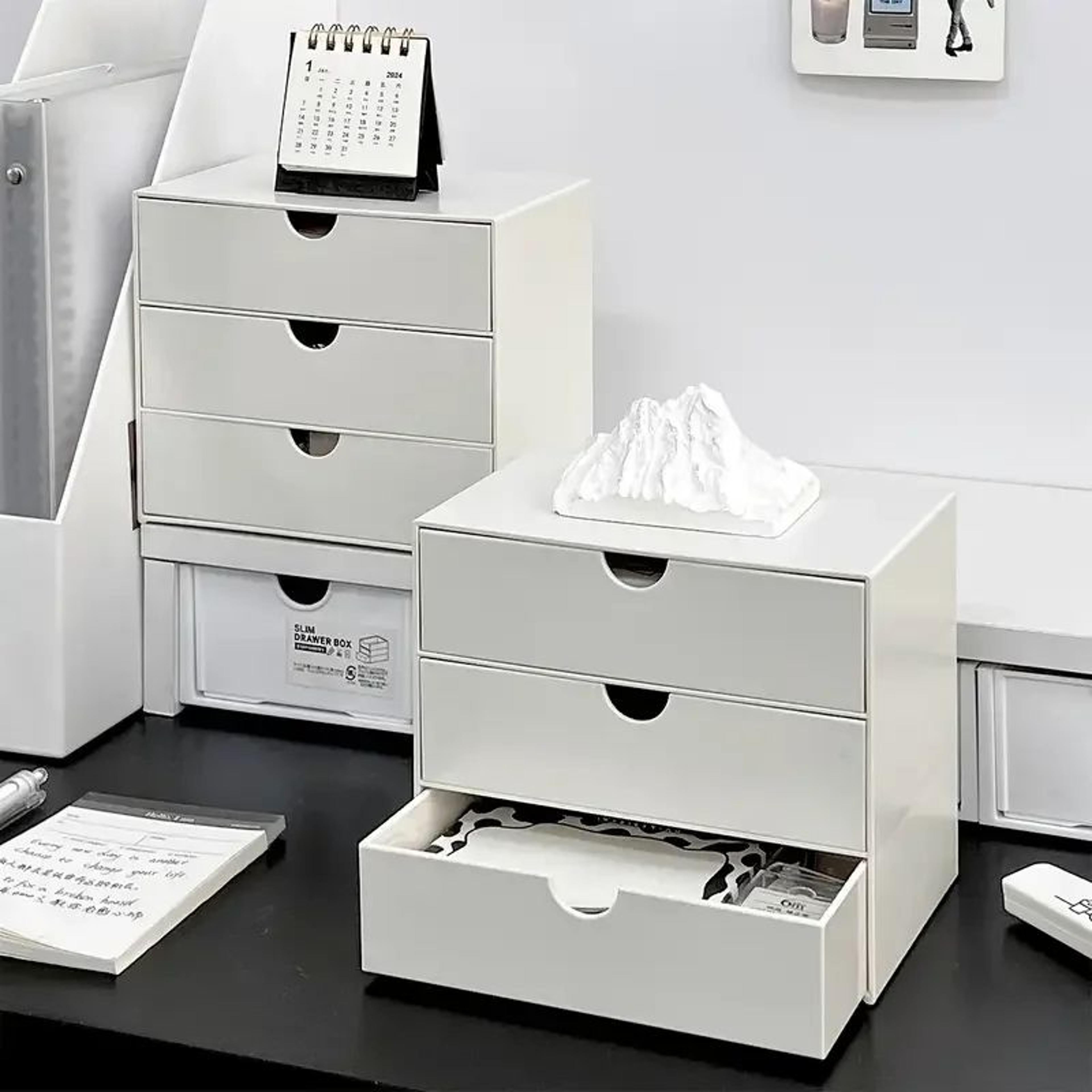 3-layer stackable plastic storage drawer rack desk organizer